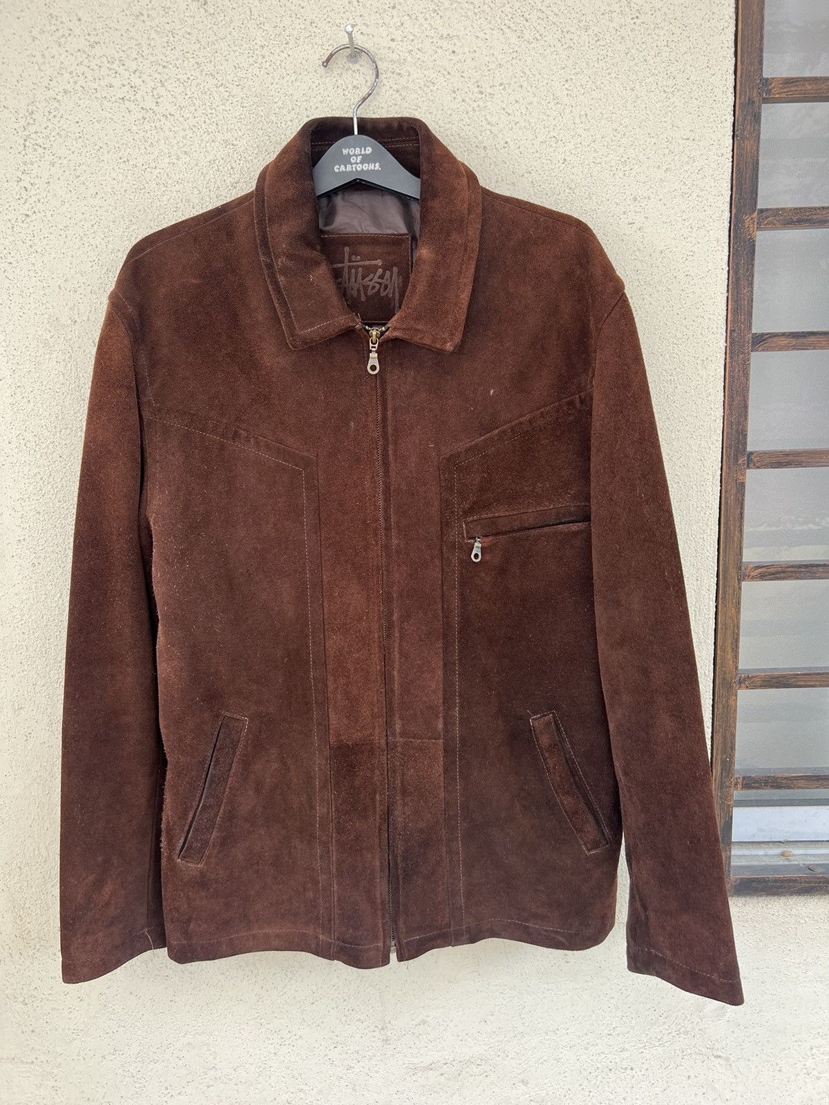 Stussy × Vintage Vintage 90s Stussy Patina Suede Cowhide Leather Jacket Size US XL / EU 56 / 4 - 6 Thumbnail
