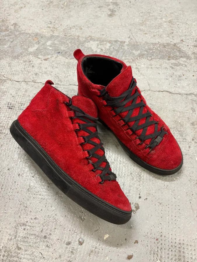 Balenciaga Balenciaga Arena Black & Red Suede Leather High Sneakers Size US 9.5 / EU 42-43 - 5 Thumbnail