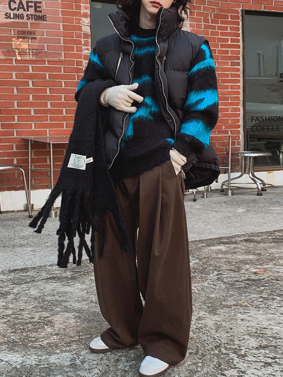 Vintage Brown Wide Leg Pants, Loose Fit Trousers Size US 30 / EU 46 - 3 Thumbnail