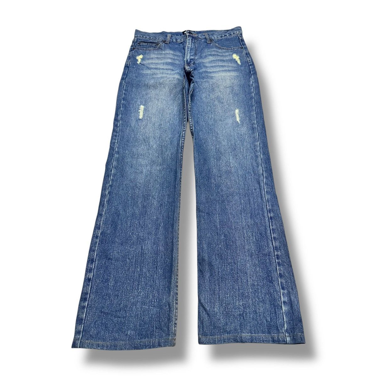 Japanese Brand Nylaus Jeans Baggy Loose Distressed With Faded Wash Size US 33 - 1 Thumbnail