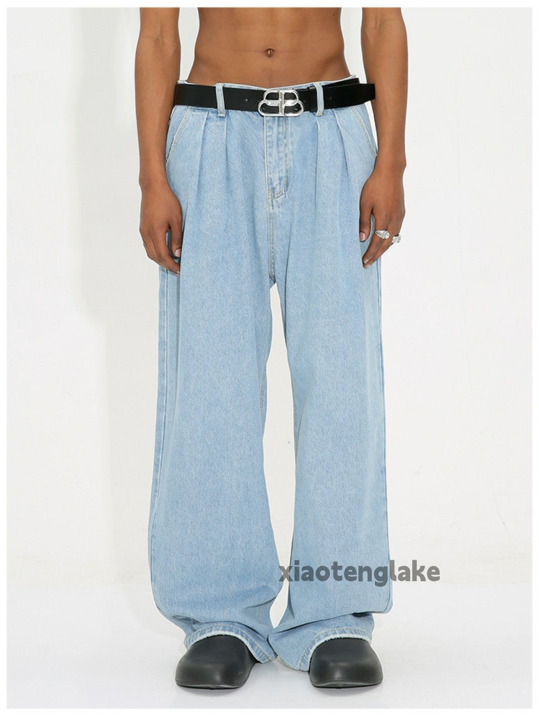Jean washed faded y2k skate hiphop pleated baggy jeans Size US 33 - 6 Thumbnail