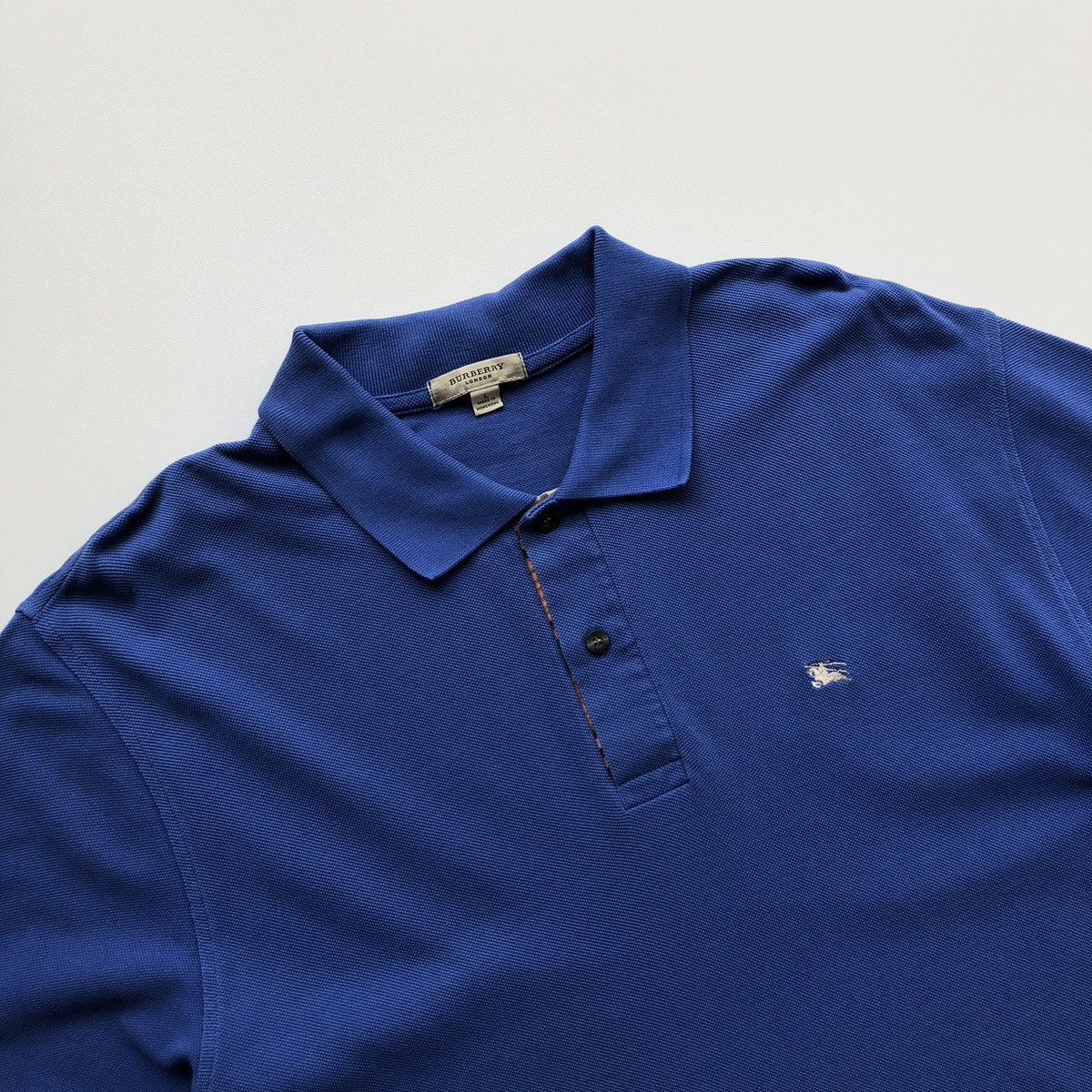 Burberry Burberry London Nova Check Cotton Pique Polo Shirt Blue Size US L / EU 52-54 / 3 - 2 Thumbnail