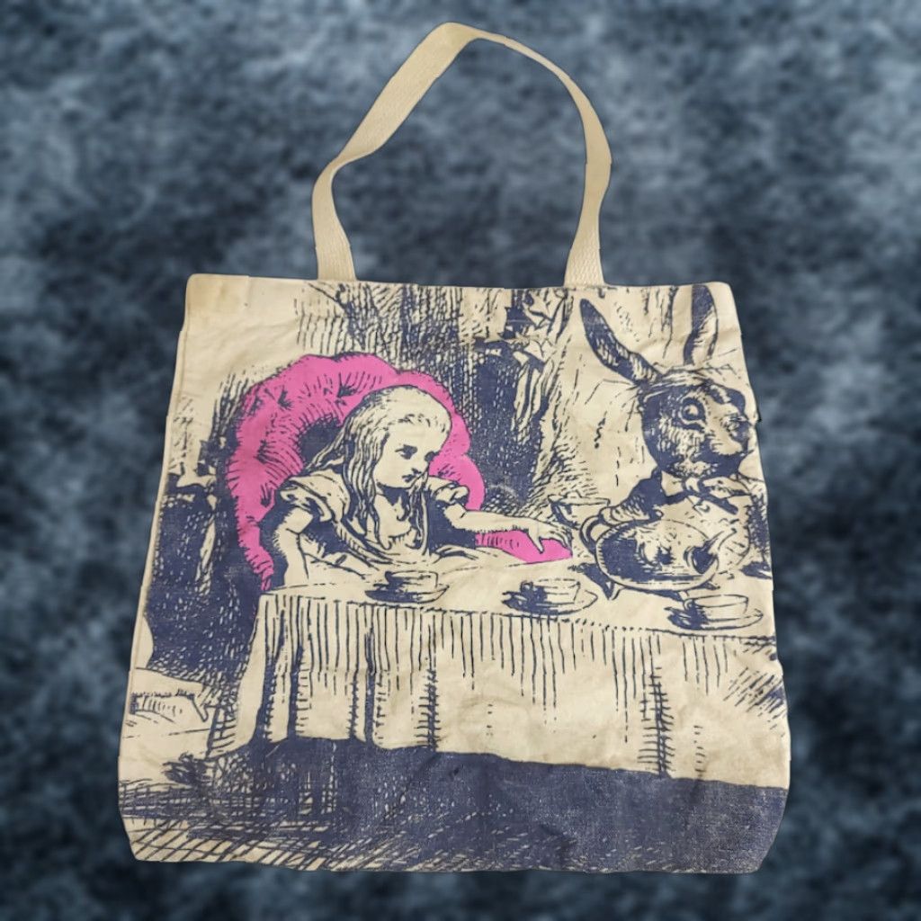 Toms TOMS Alice In Wonderland Canvas Tote Bag 14x13 Inches Unisex Adults Medium Beige Tote Canvas Lightweight Size ONE SIZE - 1 Thumbnail