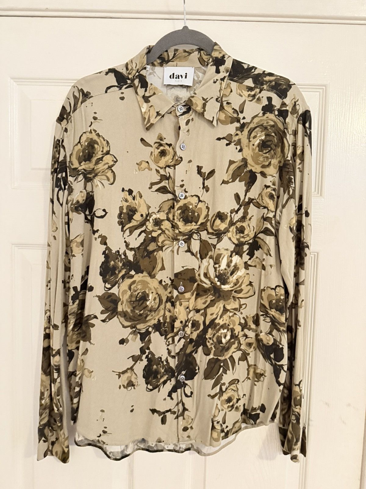 DAVI PARIS Tan Long Sleeve Printed Shirt