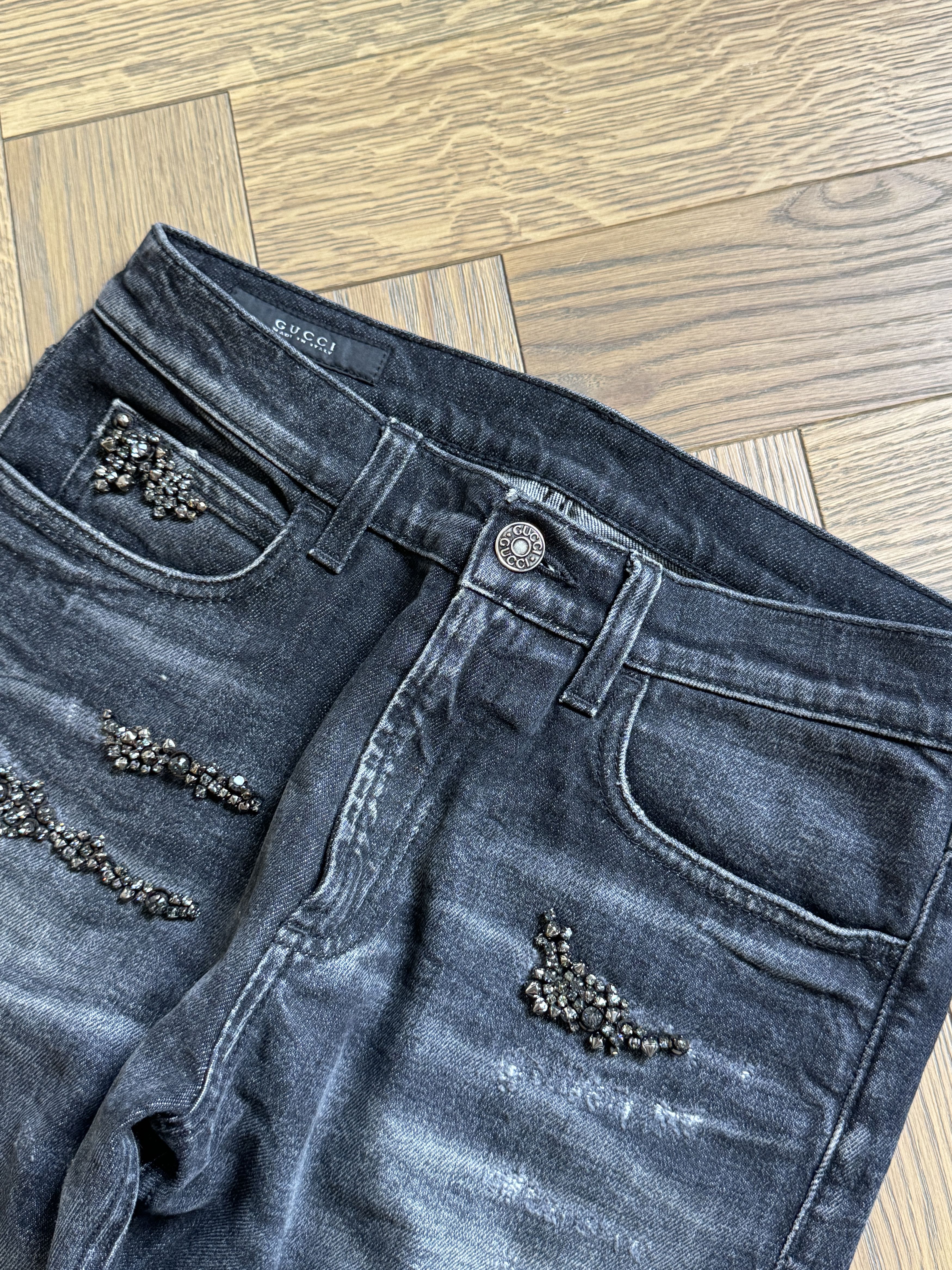 Gucci Gucci beaded distressed black jeans Size 25" / US 0 / IT 36 - 1 Thumbnail