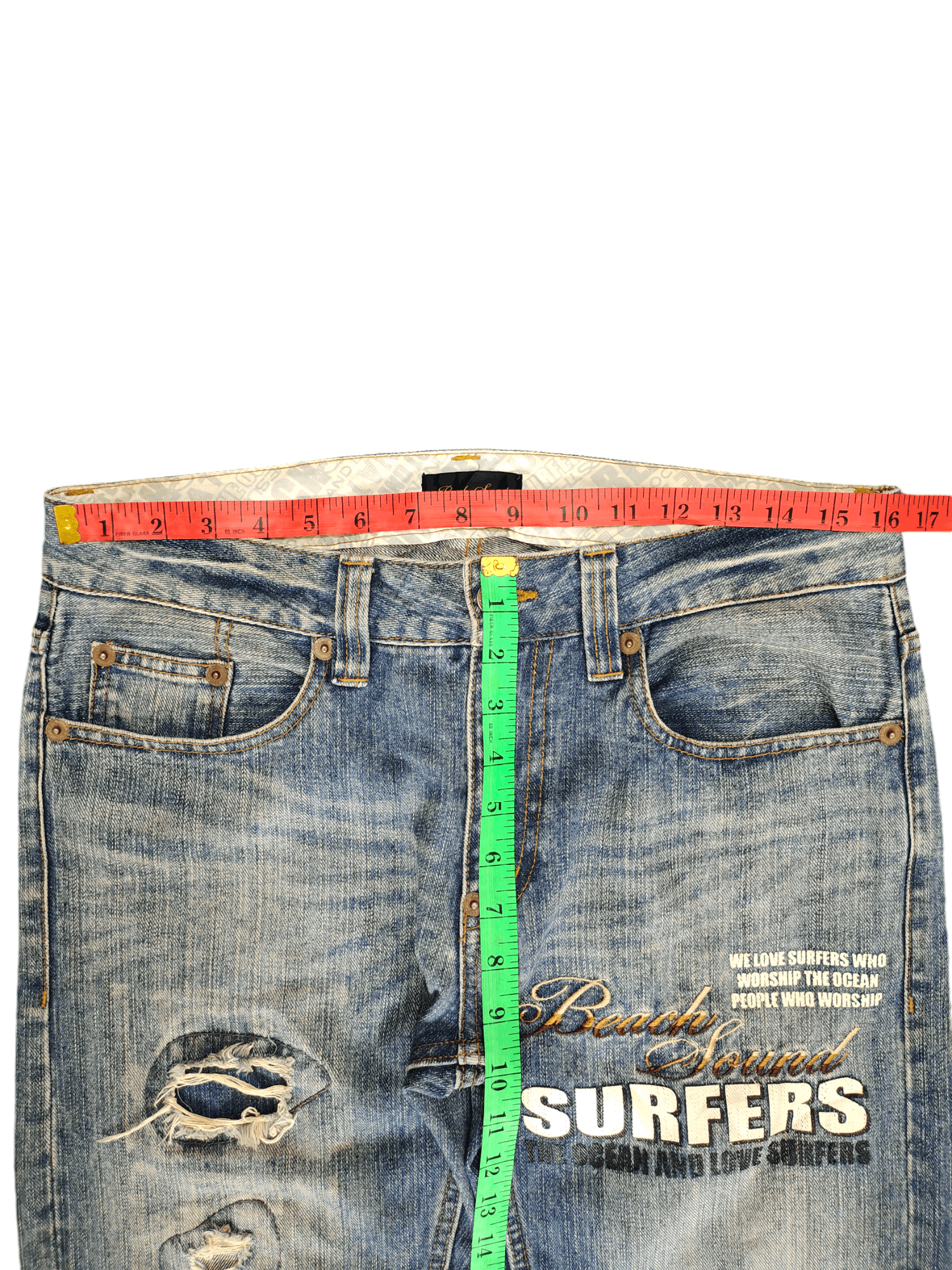 Hysteric Glamour × Undercover Japanese Beach Sound Embroidered Distress Jeans Undercover Size US 32 / EU 48 - 9 Thumbnail