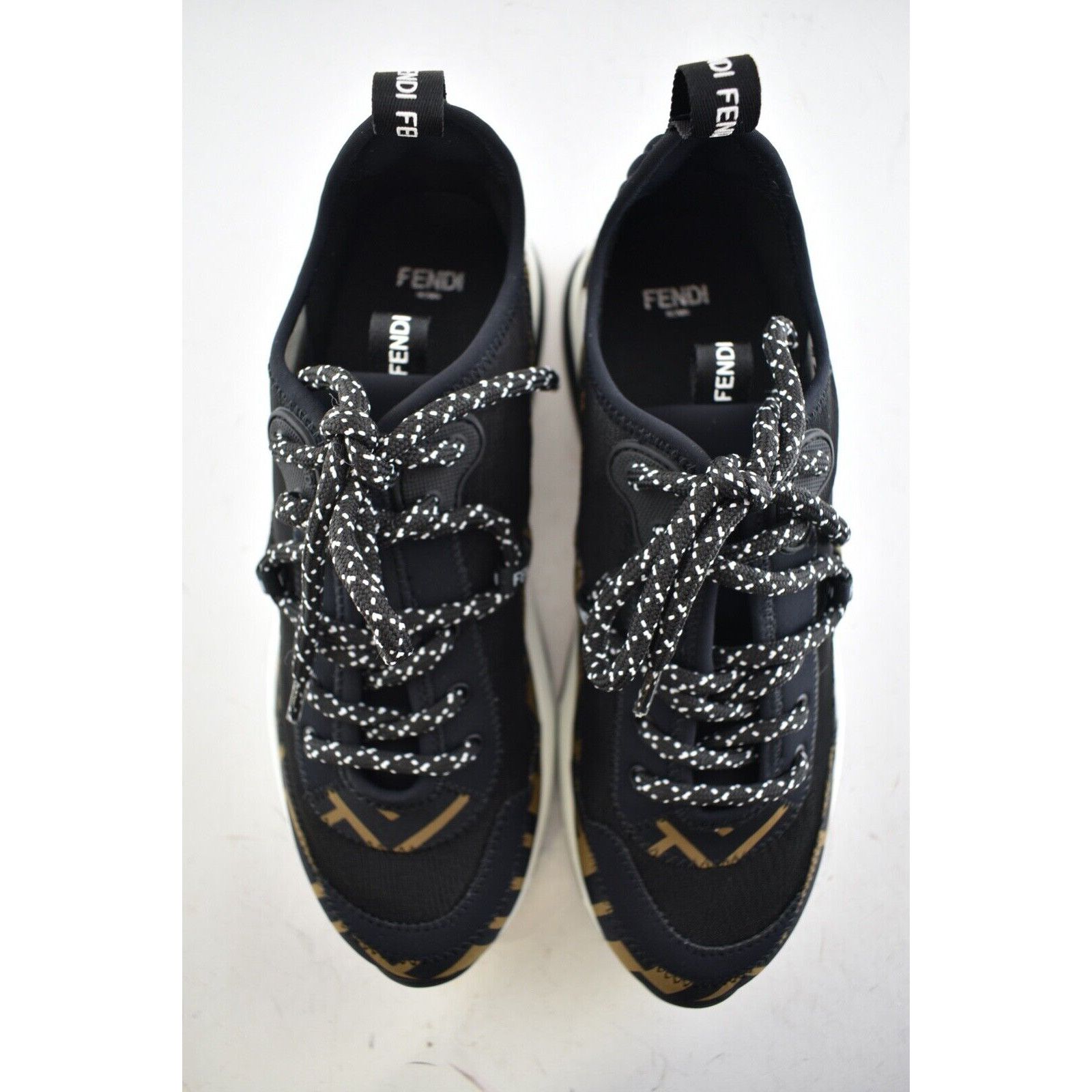 Fendi Fendi Logo Black Brown White Low Top Trainer Sneaker 36.5 Size US 6.5 / IT 36.5 - 8 Thumbnail