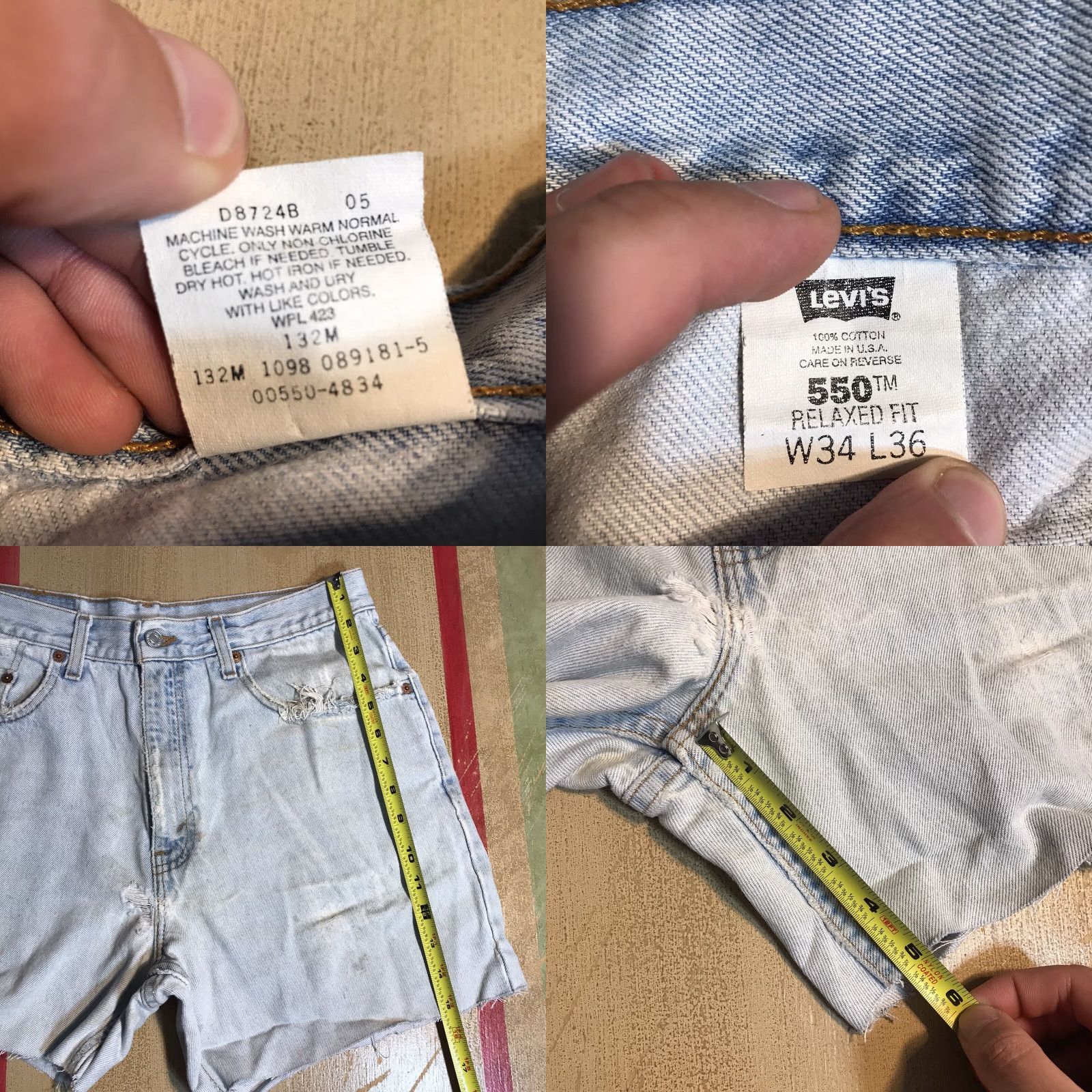 Levi's VINTAGE Levi's 550 Shorts Womens 32 Denim Cut-Off 90s Distressed Blue Jeans USA 5-Pocket Womens Mens Size 24" / US 00 / IT 34 - 8 Thumbnail