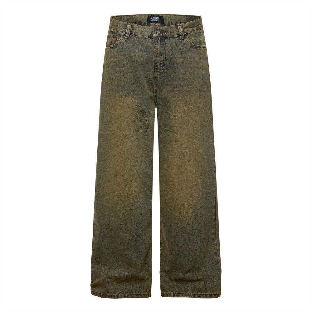Vintage Retro loose-fitting wide-leg distressed washed casual jeans Size US 32 / EU 48 - 1 Thumbnail