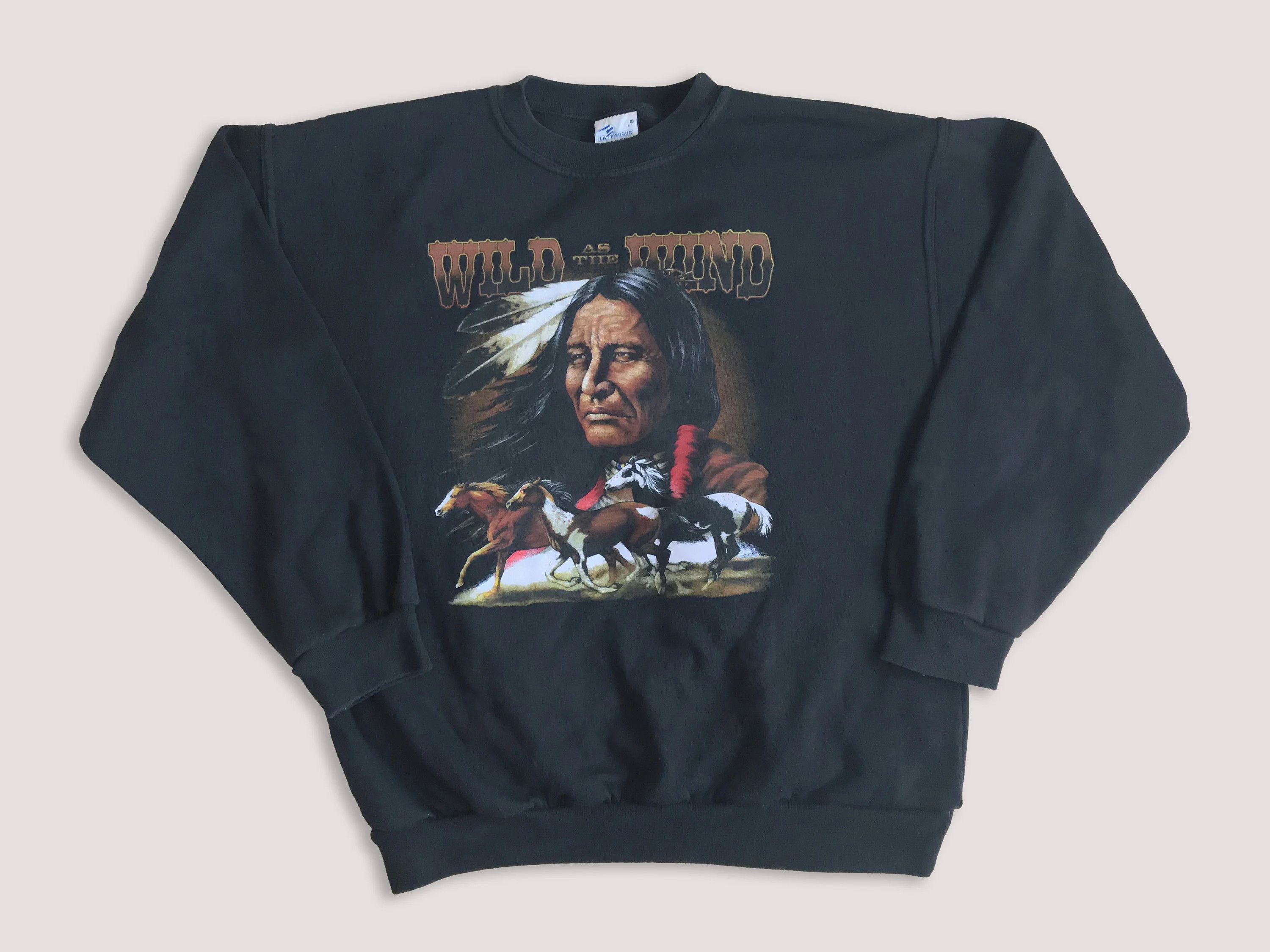 Vintage 80s 90s Native American Sweatshirt Crewneck Horses Mustang Size US M / EU 48-50 / 2 - 2 Thumbnail