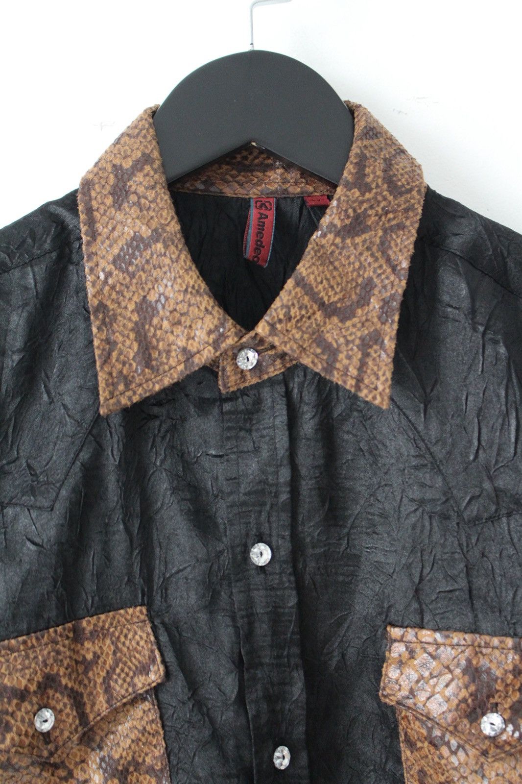 Japanese Brand 2000S AMEDEO JAPAN SNAKE TRIM CRINKLE WESTERN SHIRT Size US M / EU 48-50 / 2 - 3 Thumbnail