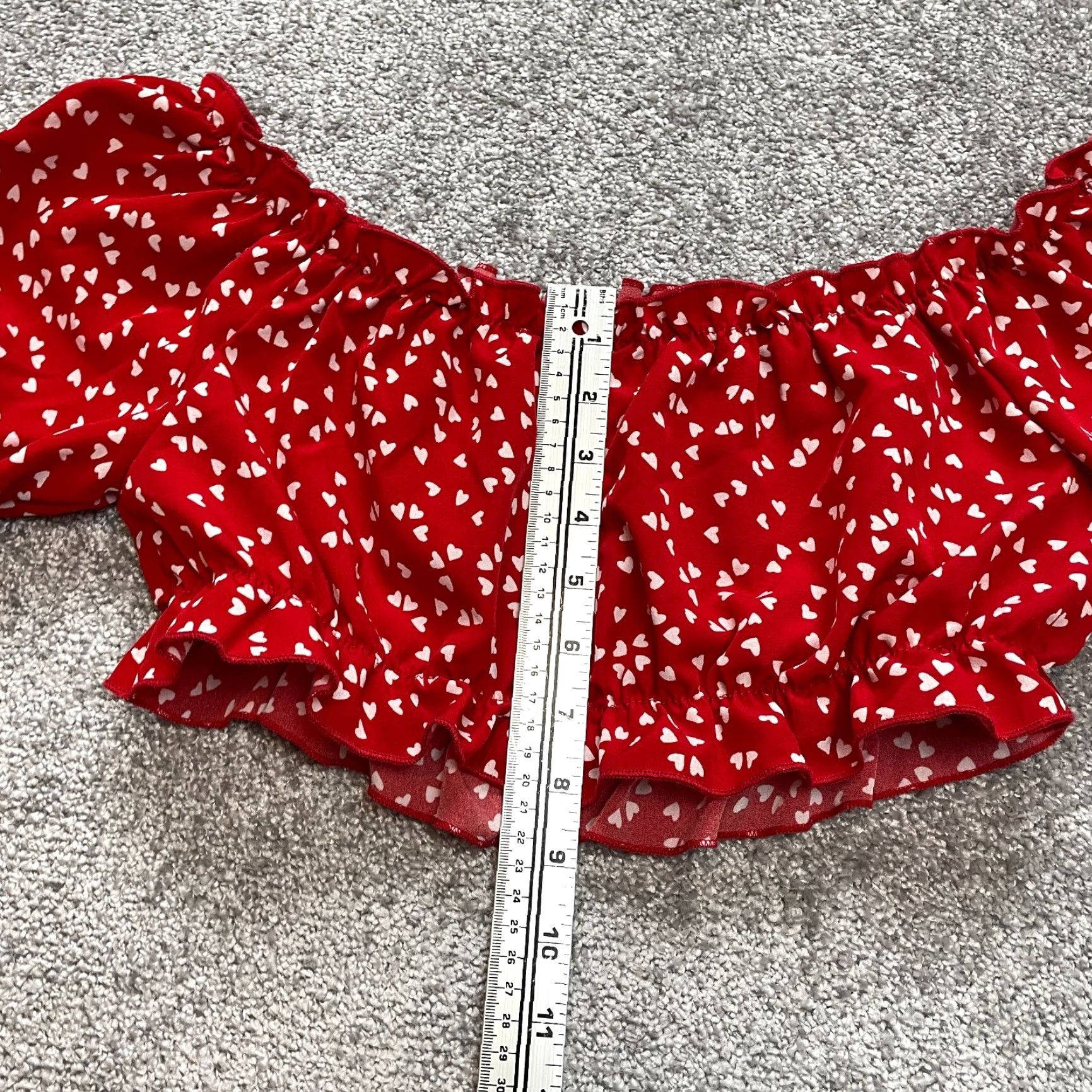 Shein SheIn Blouse Shirt Cropped Peasant Knit Polyester Red Polka Dot Short Sleeve Boat Neck XL Women’s Vintage No Size XL / US 12-14 / IT 48-50 - 3 Thumbnail