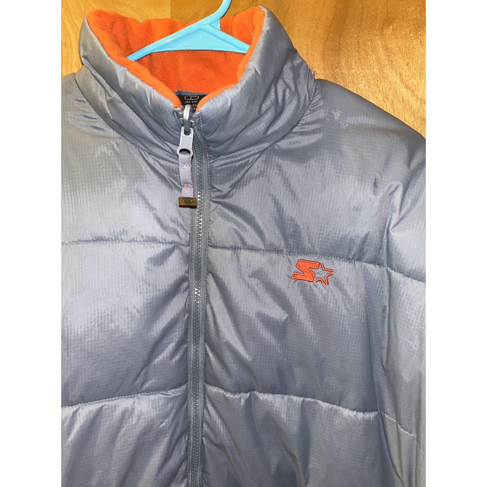 Starter Starter Mens Large 42 44 Gray Orange Pockets Zip Up Down Feather Puffer Jacket Size US L / EU 52-54 / 3 - 2 Thumbnail