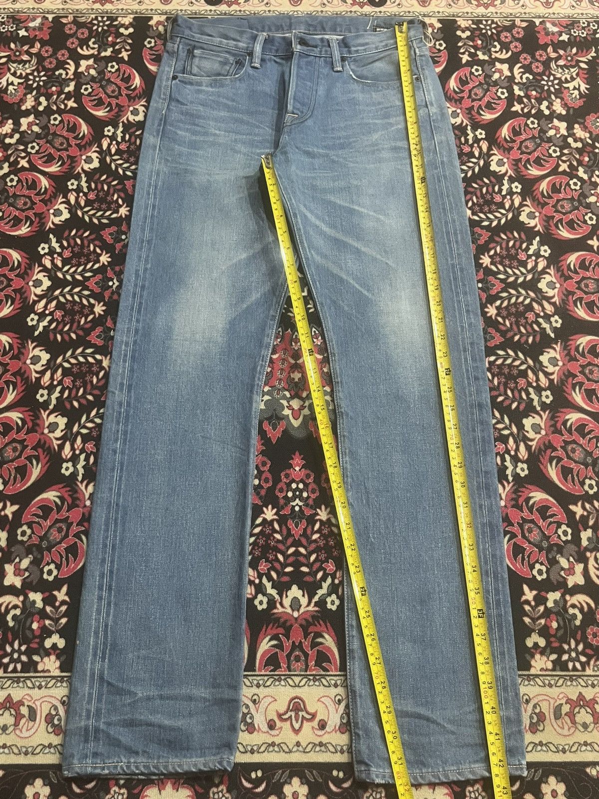 KURO Kuro “Dempsey” Classic Blue Whisker Washed Selvedge Jeans Size US 30 / EU 46 - 15 Thumbnail