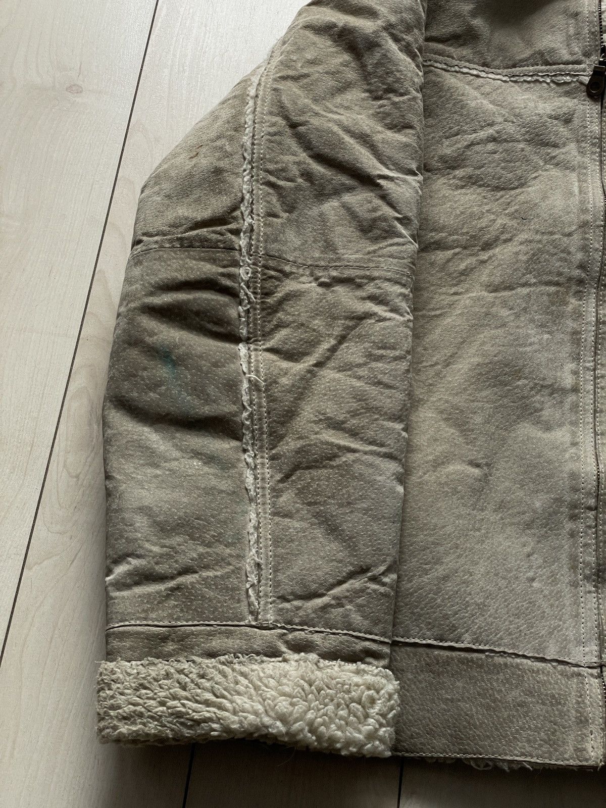 Vintage Beige Leather jacket with teddy fur inside Size US M / EU 48-50 / 2 - 14 Thumbnail