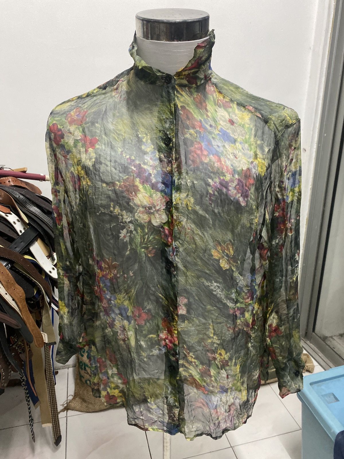 Vintage × agnes b. Vintage 80s AGNES B Silk Polyester Anorak Floral SHIRT Size US M / EU 48-50 / 2 - 1 Thumbnail