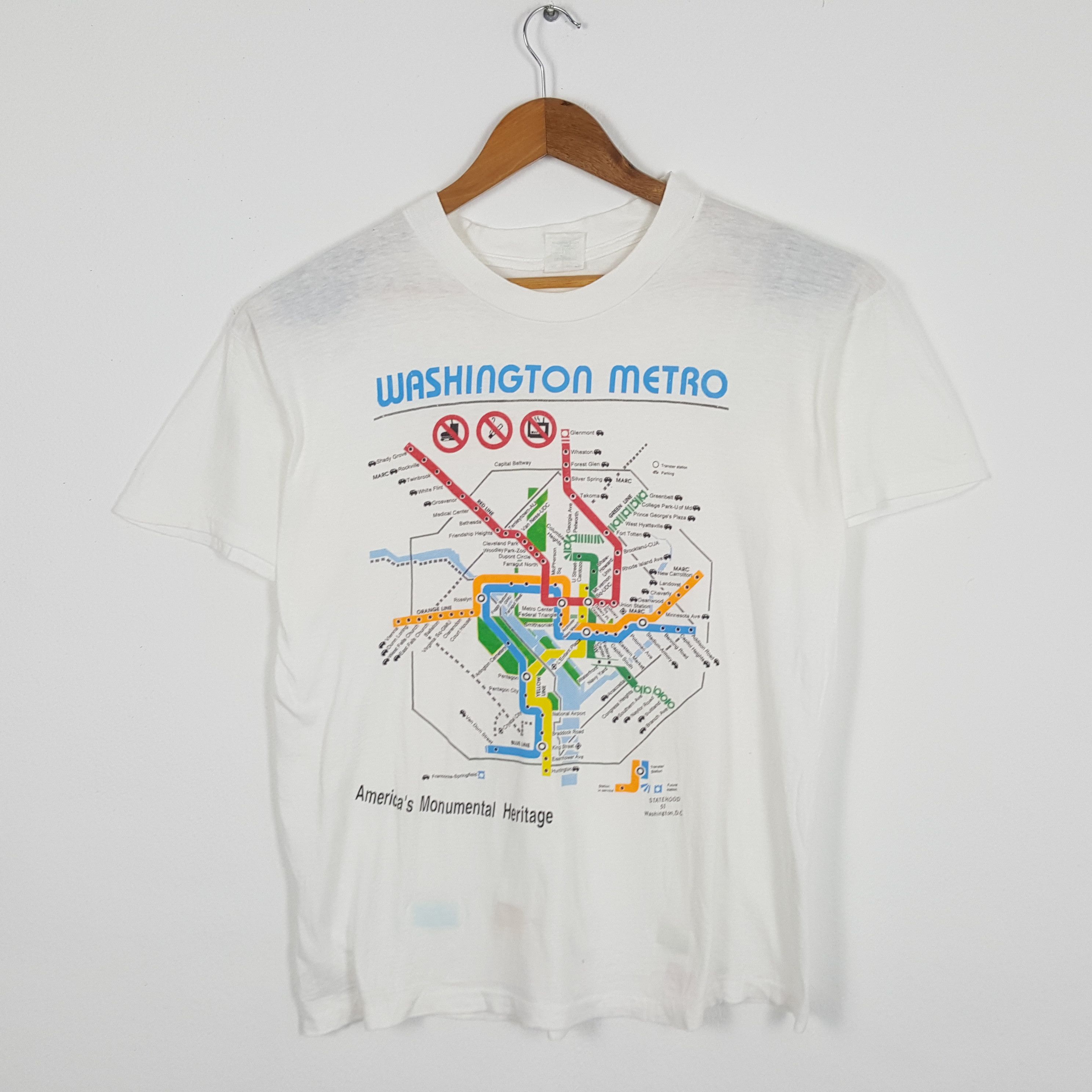 image of America x Vintage Washington Metro Streetwear Style T-Shirts in White, Men's (Size Large)