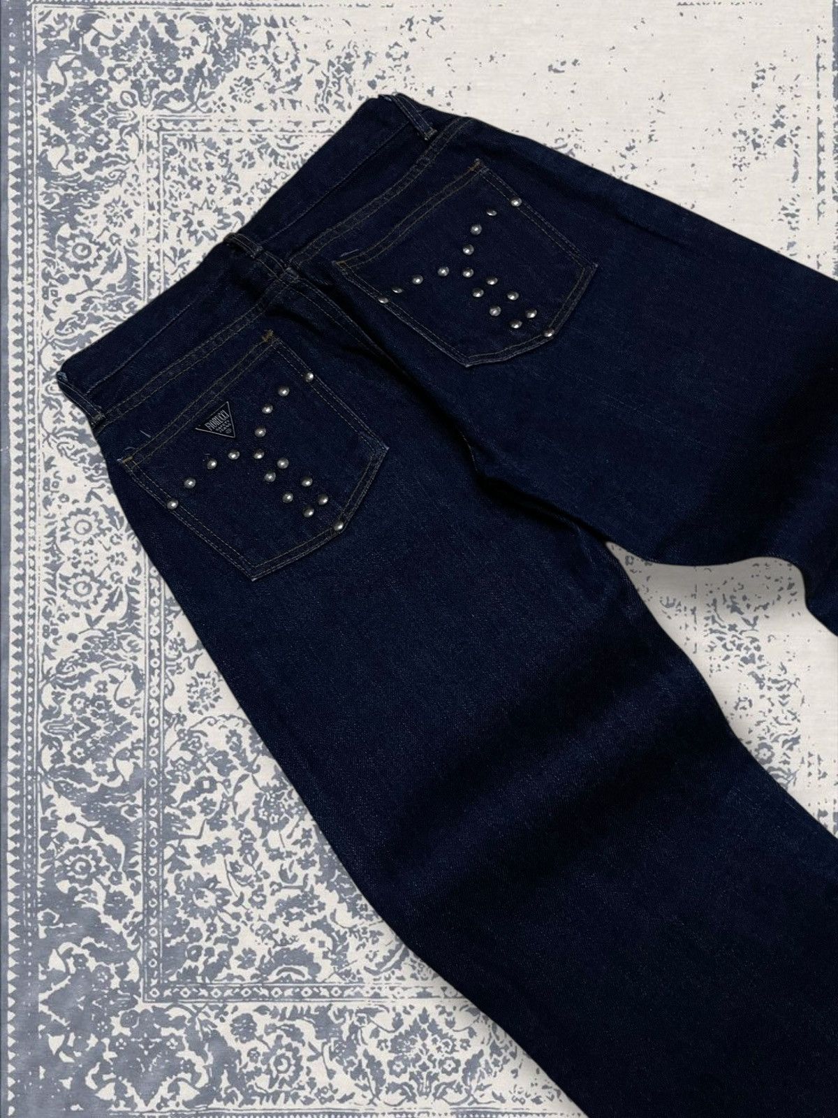 Designer × Fiorucci × Vintage Vintage Og 90s Designer Fiorucci Safety Flared Studded Denim Size US 26 / EU 42 - 14 Thumbnail
