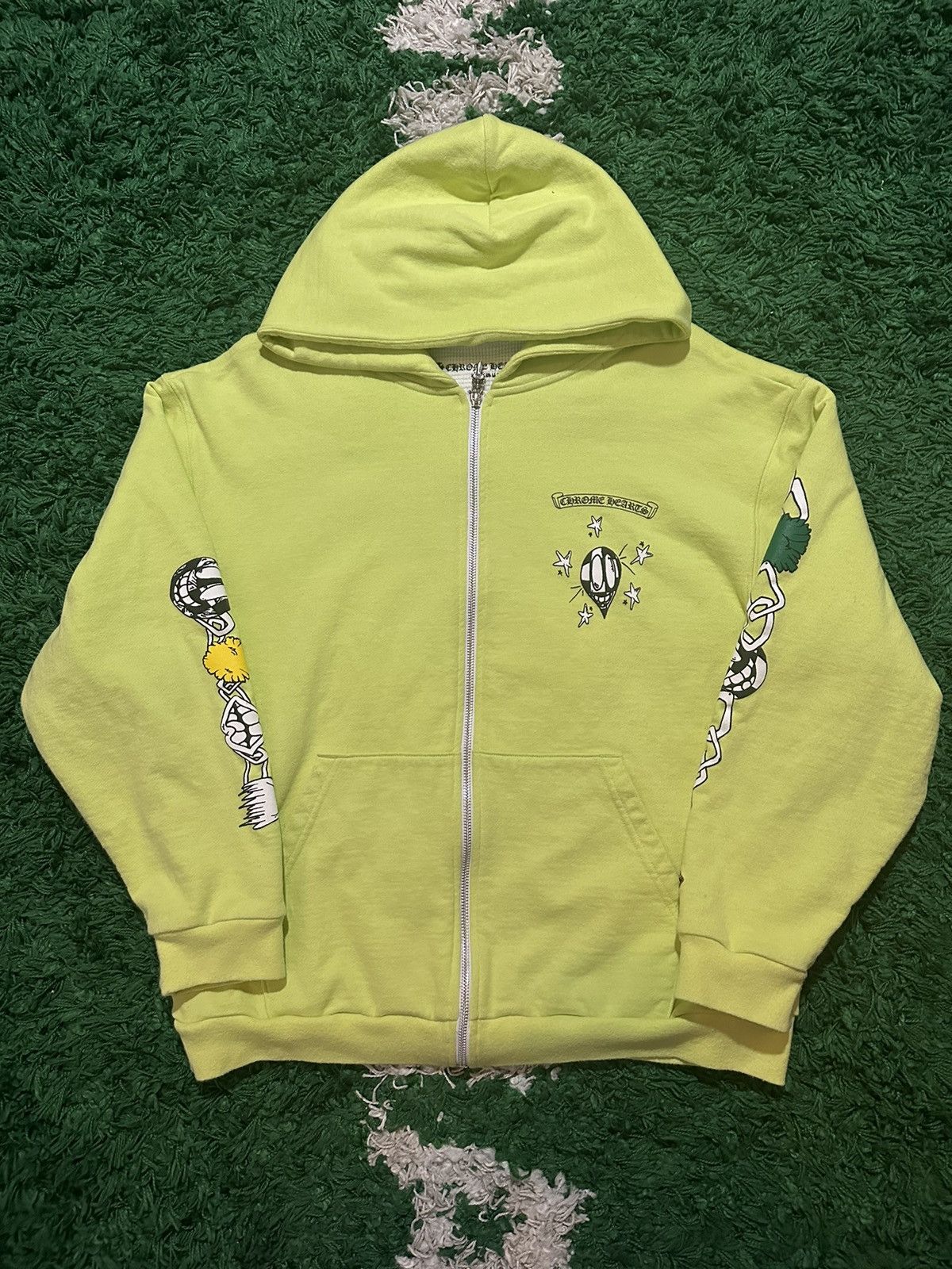 CHROME HEARTS Matty Boy LINK Caution Hoodie Yellow フーディ Chrome Hearts x Matty Boy 'Link' Thermal Graphic Print