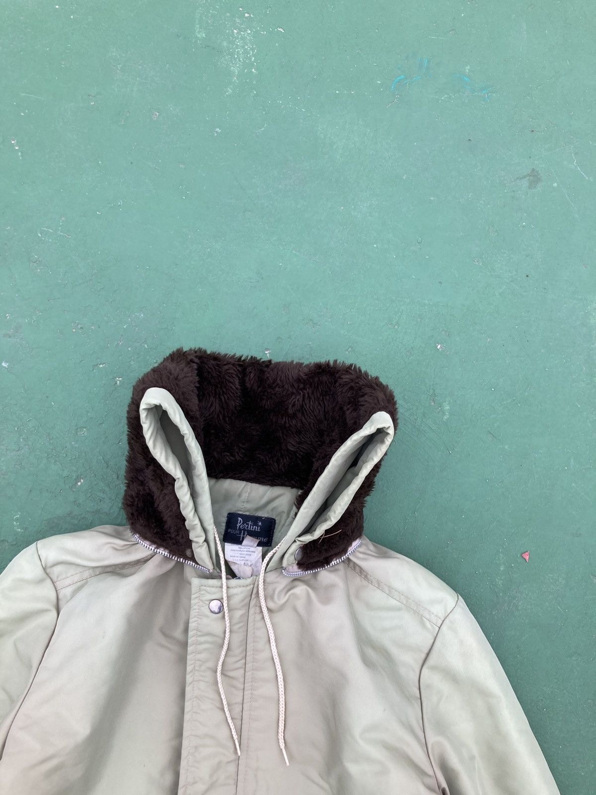 Vintage 80’s Pertini Faux Fur Hood Zipper Gimmick Bondage Jacket Size US L / EU 52-54 / 3 - 3 Thumbnail