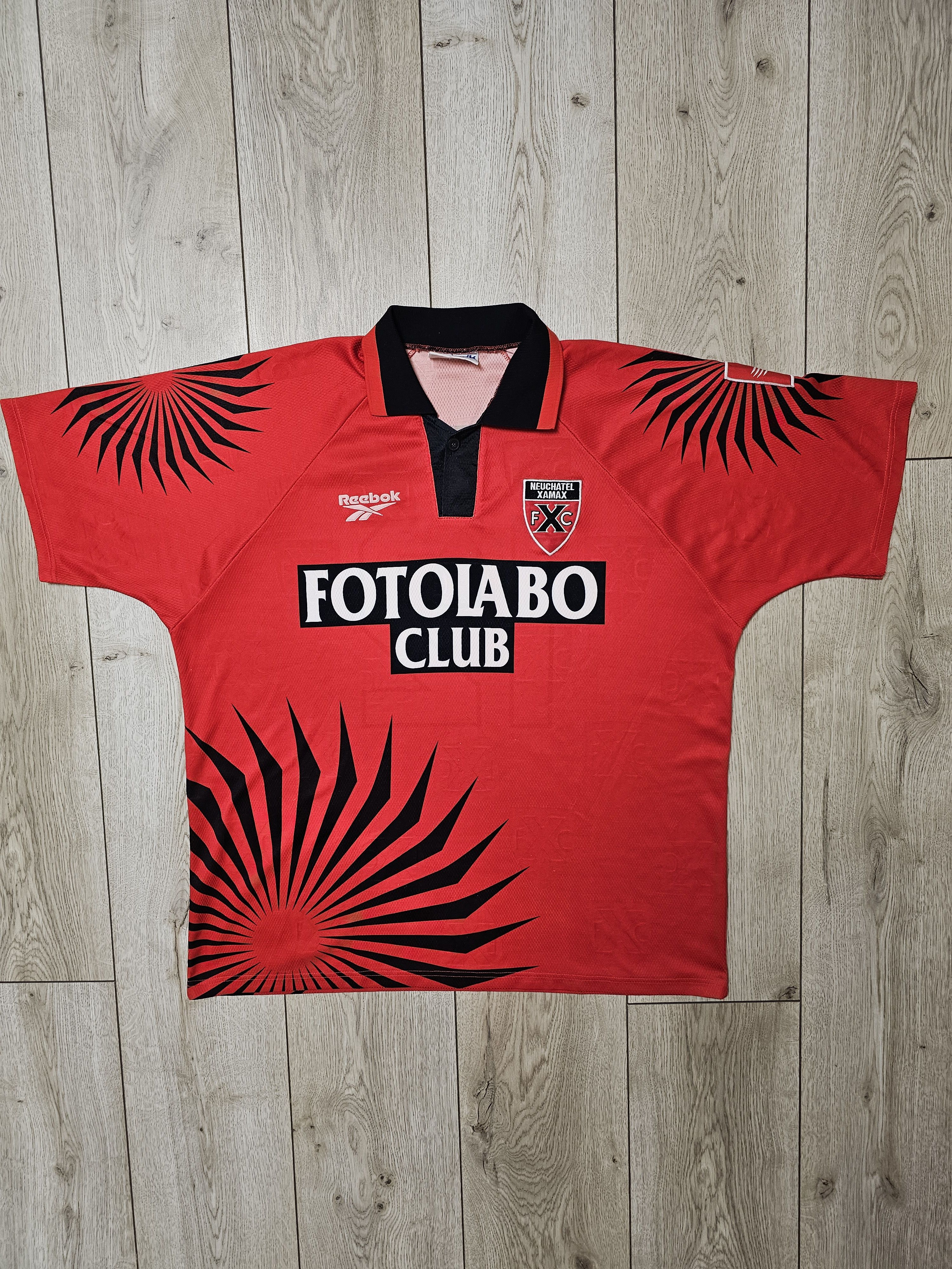 Reebok × Vintage NEUCHATEL XAMAX 1995 1996 MATCH WORN FOOTBALL SOCCER JERSEY Size US XL / EU 56 / 4 - 1 Thumbnail