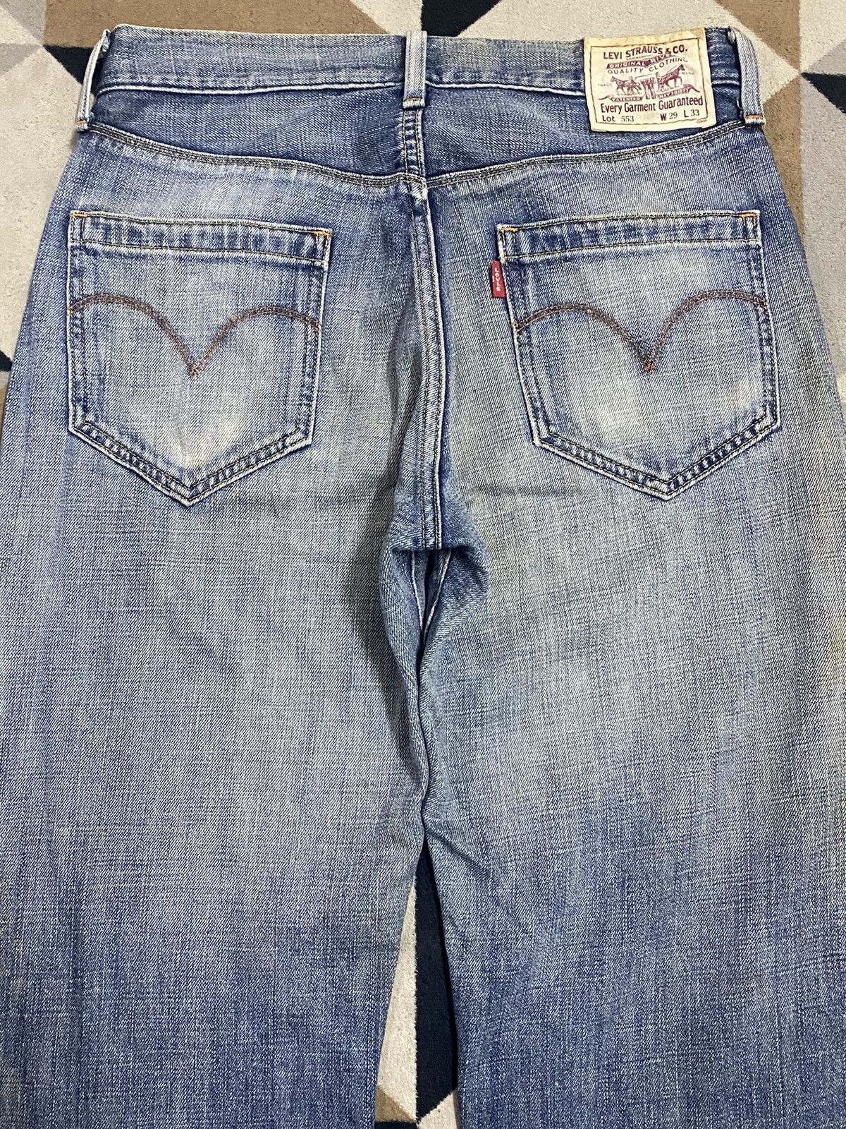 Levi's Vintage Levis553 Blue Wash Distresse Loose Jeans Size US 30 / EU 46 - 4 Thumbnail