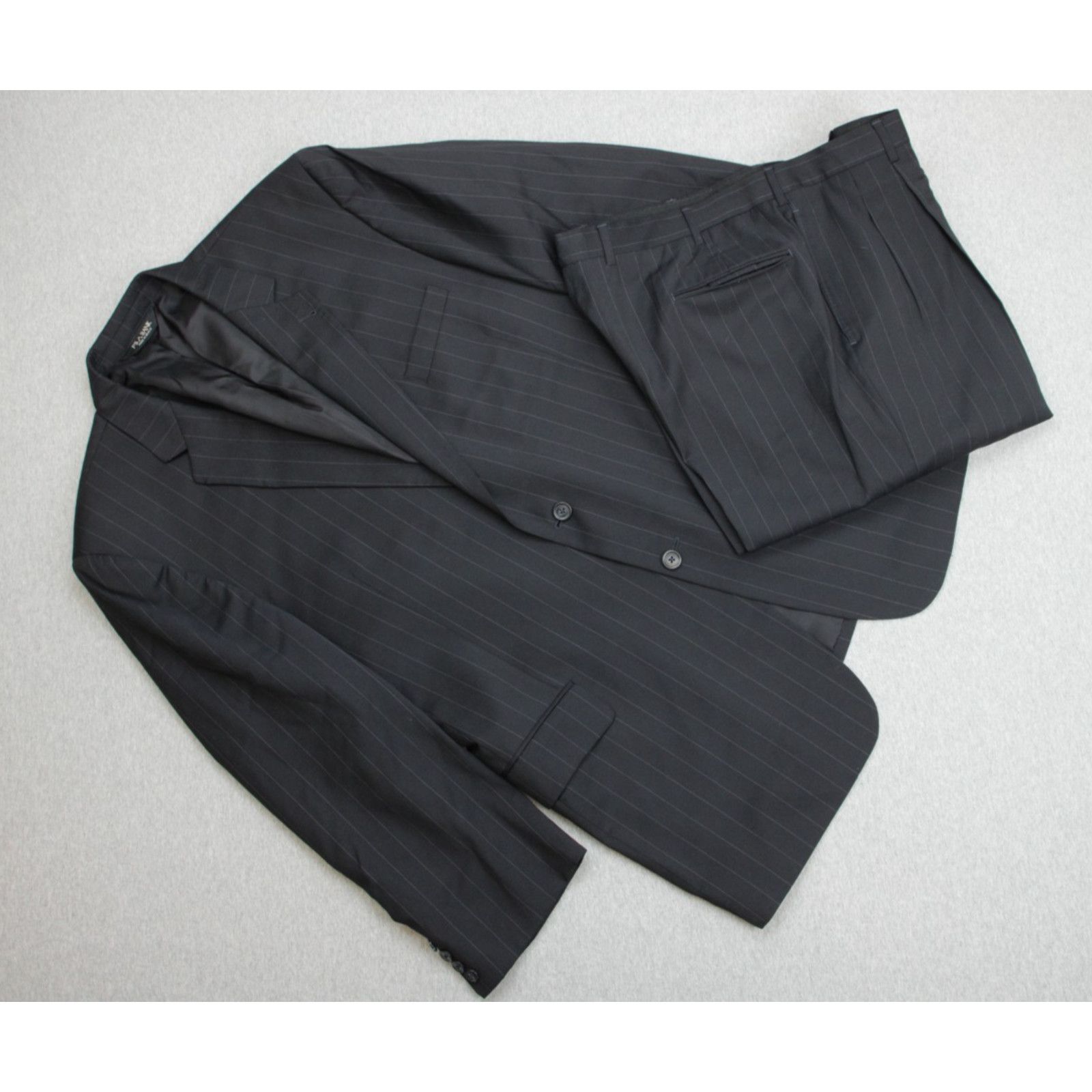 Jos. A. Bank Jos A Bank Suit Mens 48L Black Pinstripe 100% Wool Pants Size 48L - 1 Thumbnail