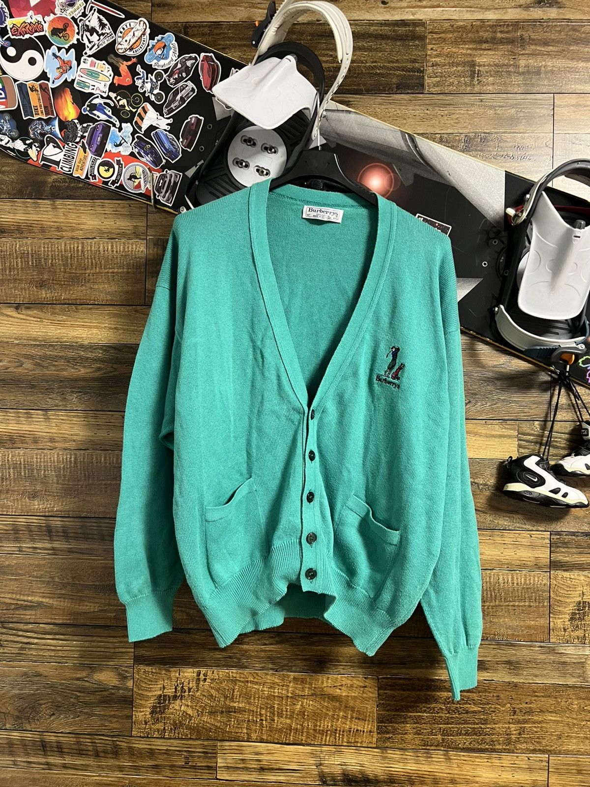 BURBERRY Vintage Rare Logo Cotton Knit Cardigan Sweater