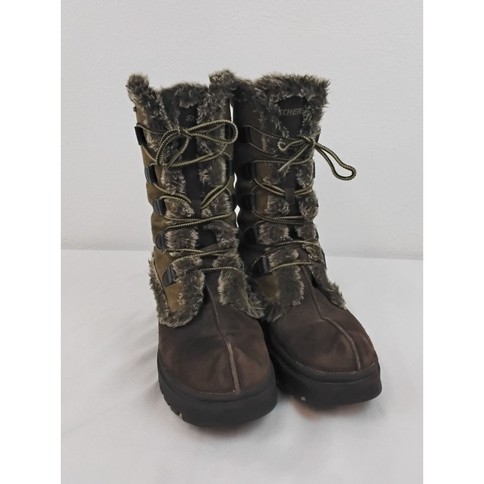 SKECHERS Sketchers Frolic Winter Boots Women's 8 Green/Brown Chunky Size US 8 / IT 38 - 2 Thumbnail