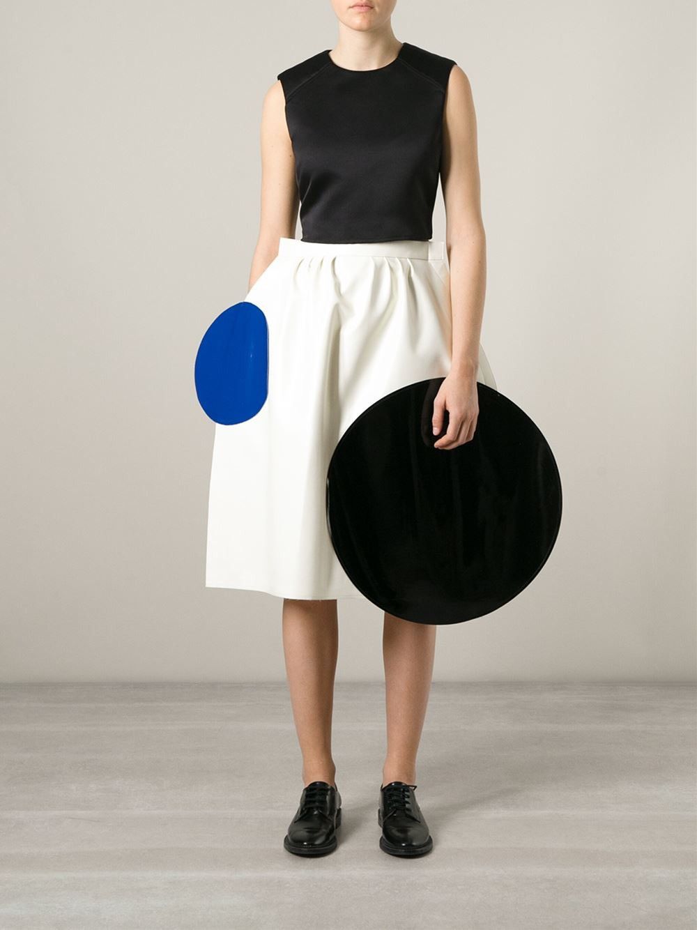 Comme des Garcons × Junya Watanabe Junya Watanabe Comme Des Garçons White Circle Appliqué Skirt Size 32" / US 10 / IT 46 - 4 Thumbnail