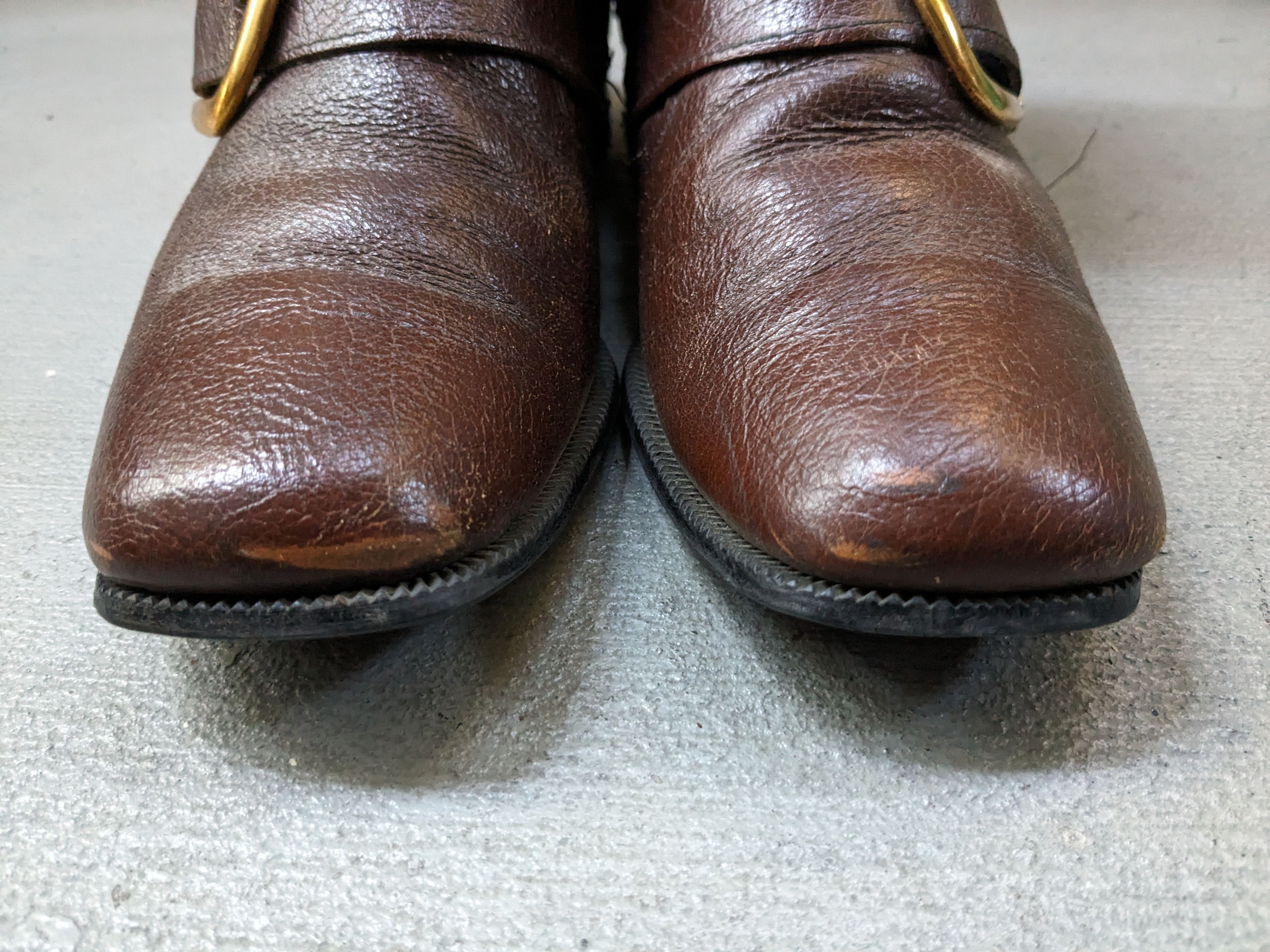 Genuine Leather Vintage Leather Side Zip Boots Brown 8.5 Buckle Botas Size US 8.5 / EU 41-42 - 4 Thumbnail