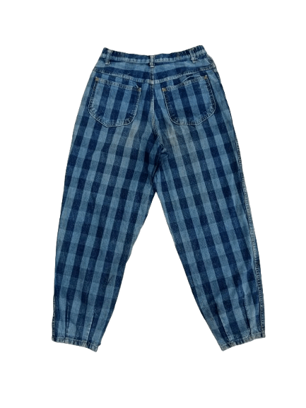 Japanese Brand Vintage Unbrand Checkered Plaid Denim Jean's Size US 28 / EU 44 - 2 Thumbnail