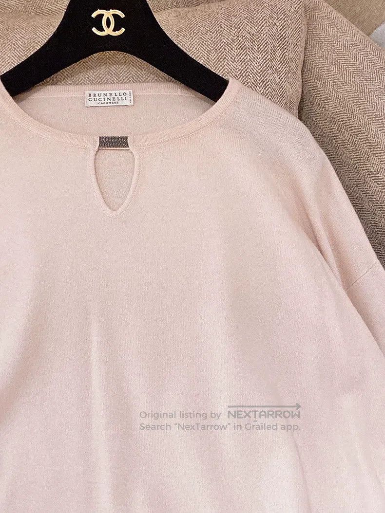 Brunello Cucinelli Brunello Cucinelli Beaded Decoration Pink Crewneck Cashmer Size XS / US 0-2 / IT 36-38 - 3 Thumbnail