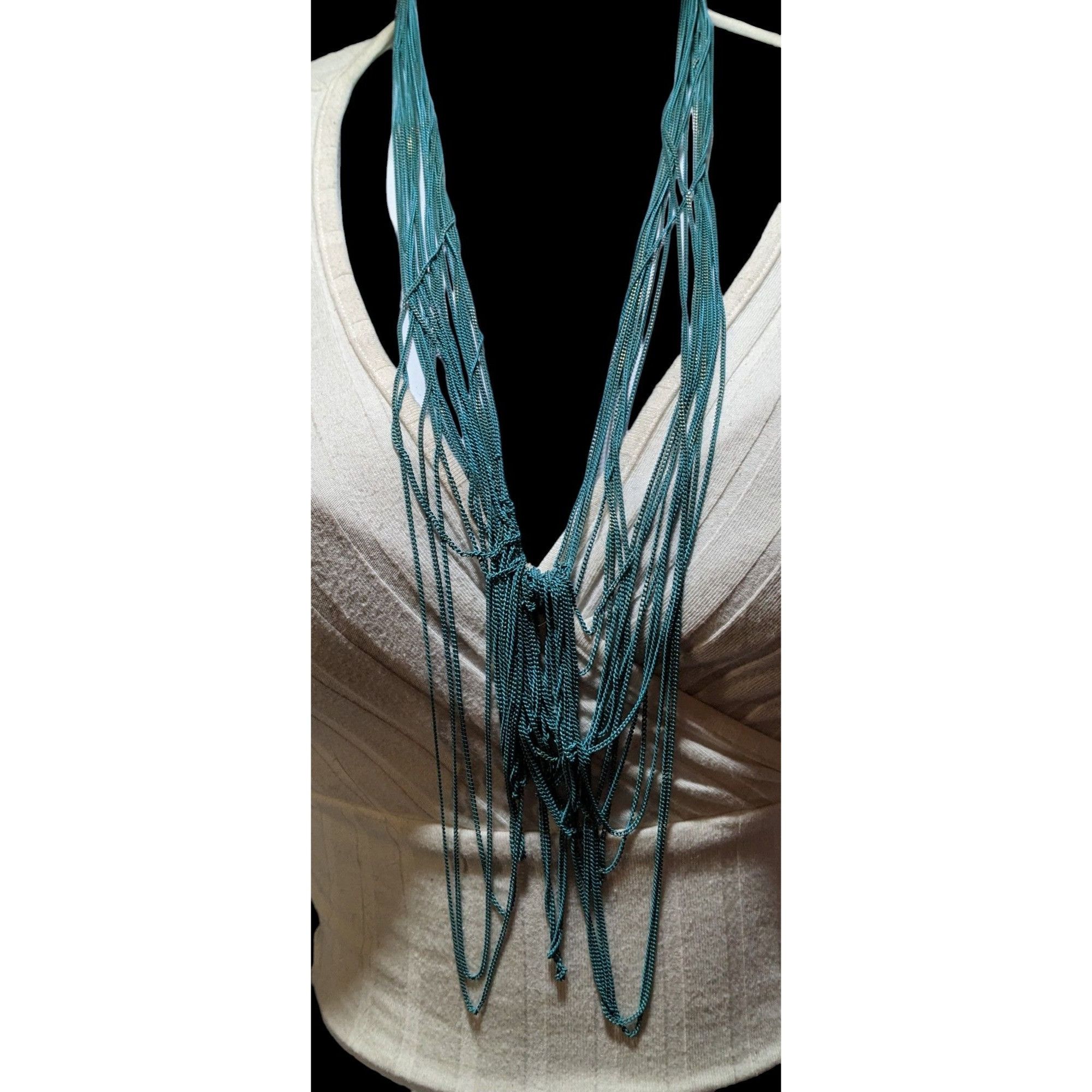 Other Abstract Blue Multilayer Chain Necklace Size ONE SIZE - 6 Thumbnail