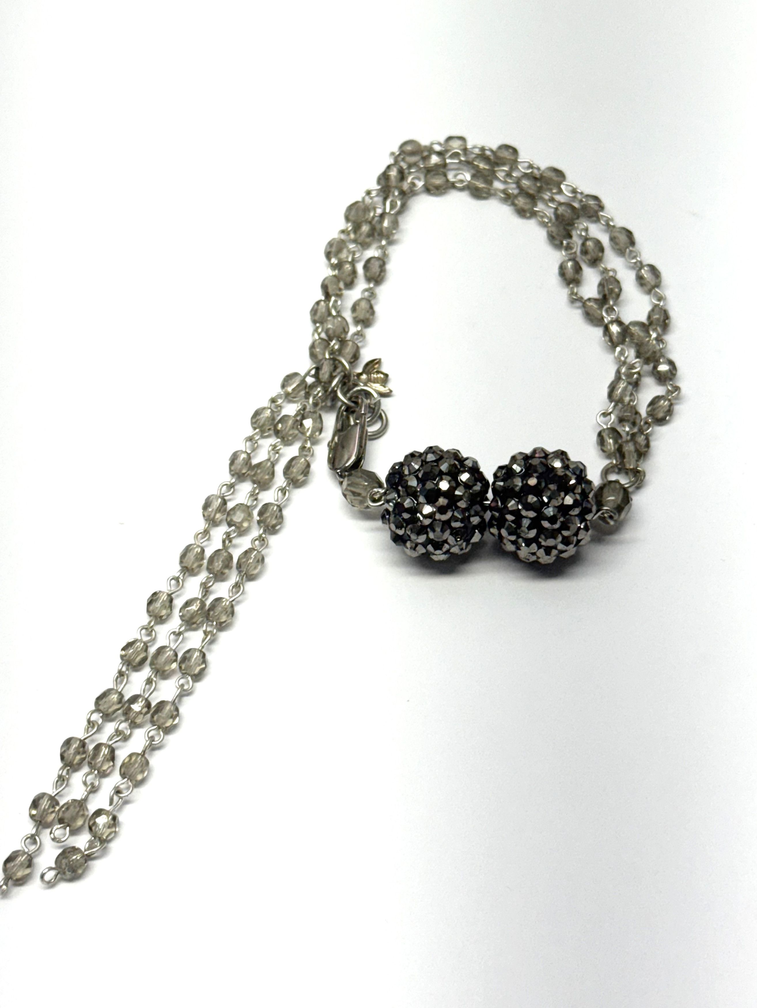 Vintage Vintage gray crystal beaded tassel rhinestone bracelet Size ONE SIZE - 1 Thumbnail