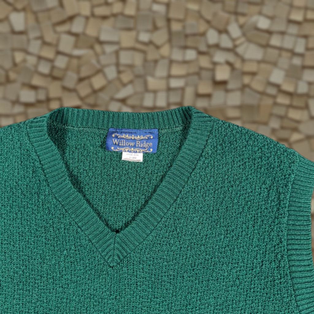 Vintage VINTAGE Willow Ridge Sweater Vest Shirt Adult LARGE Green Acrylic Wool-free Knit 80s USA Size US L / EU 52-54 / 3 - 1 Thumbnail