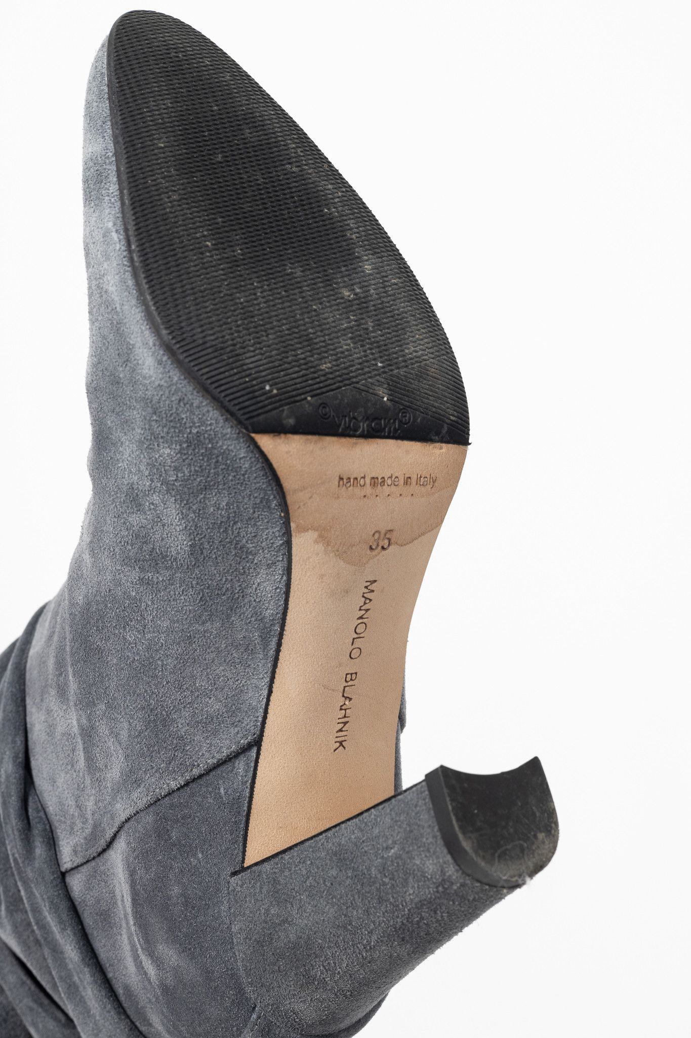 Manolo Blahnik Manolo Blahnik Shushan Grey Suede Slouchy Mid-Calf Boots Size US 4.5 / IT 34.5 - 5 Thumbnail