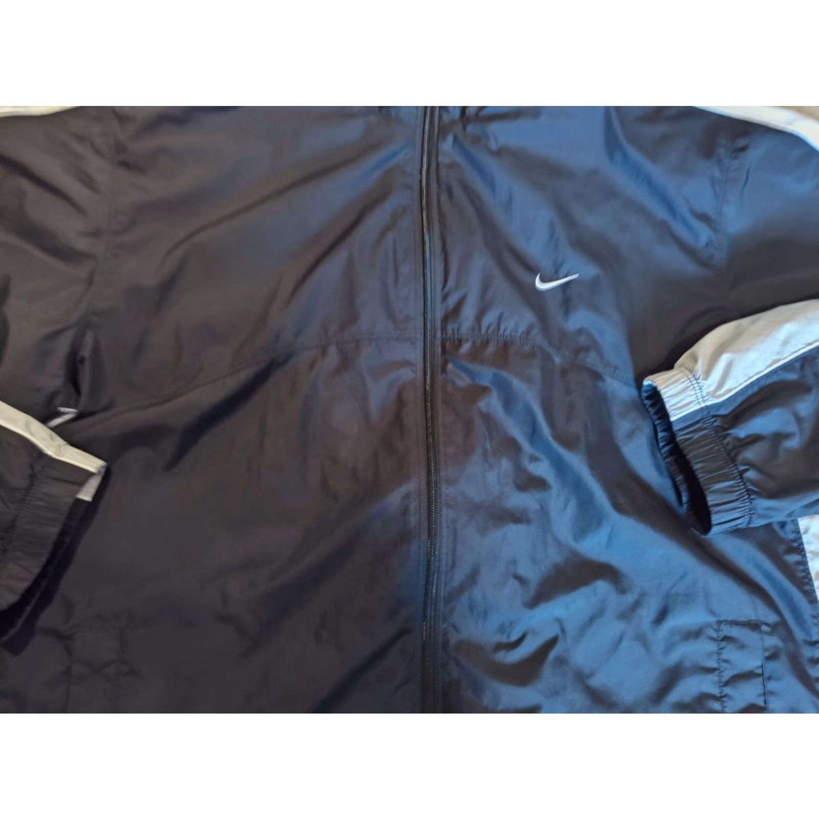 Nike Y2K Nike Swoosh Black Grey Full Zip Jacket Size XXL Athletic Lined Windbreaker Size US XXL / EU 58 / 5 - 6 Thumbnail