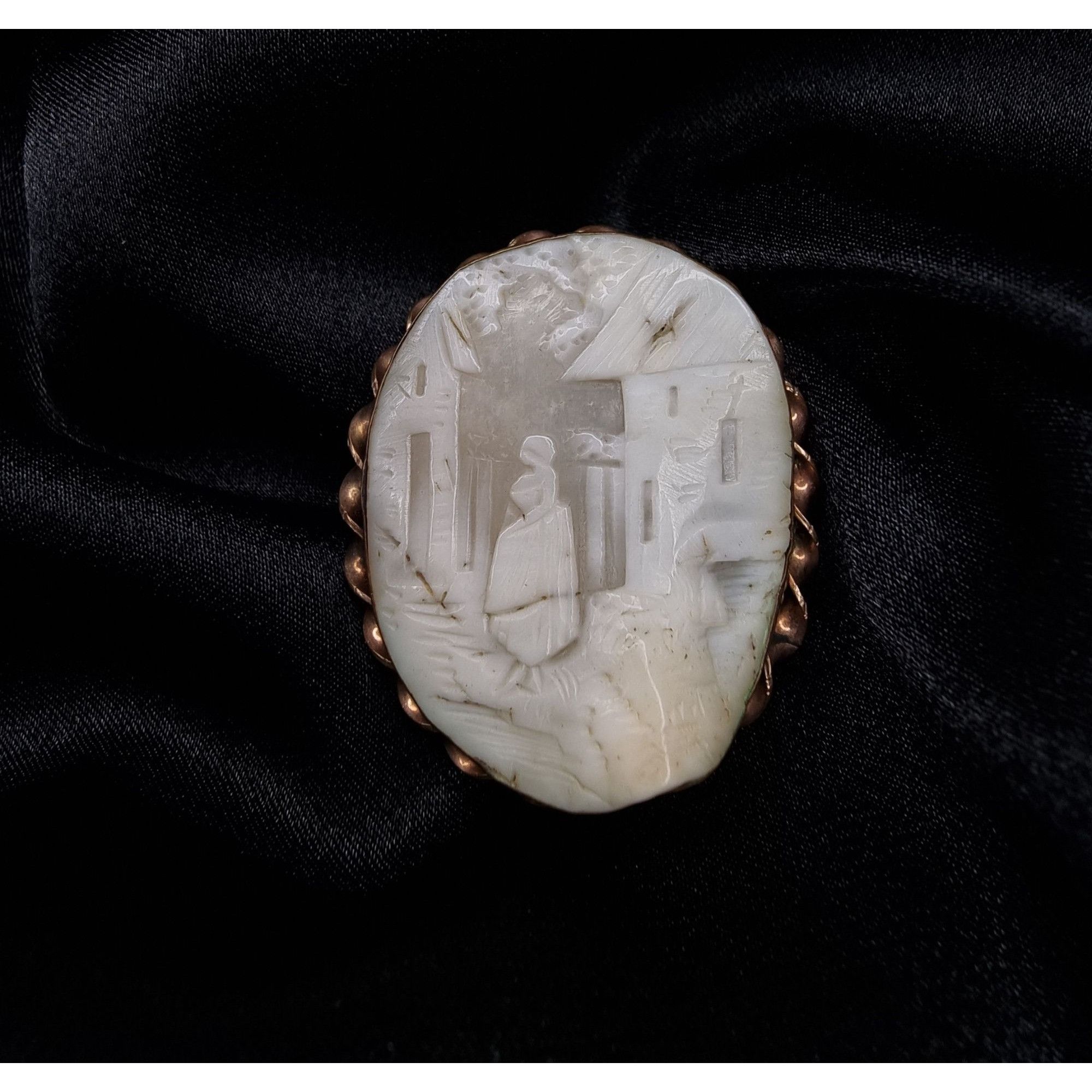 Vintage Antique Hand-Carved Cameo Brooch With Scenic Village Size ONE SIZE - 1 Thumbnail