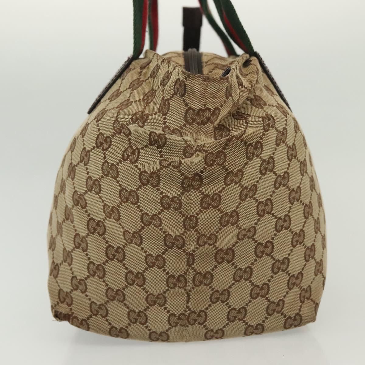 Gucci GUCCI GG Canvas Web Sherry Line Tote Bag Beige Green Red Size ONE SIZE - 4 Thumbnail