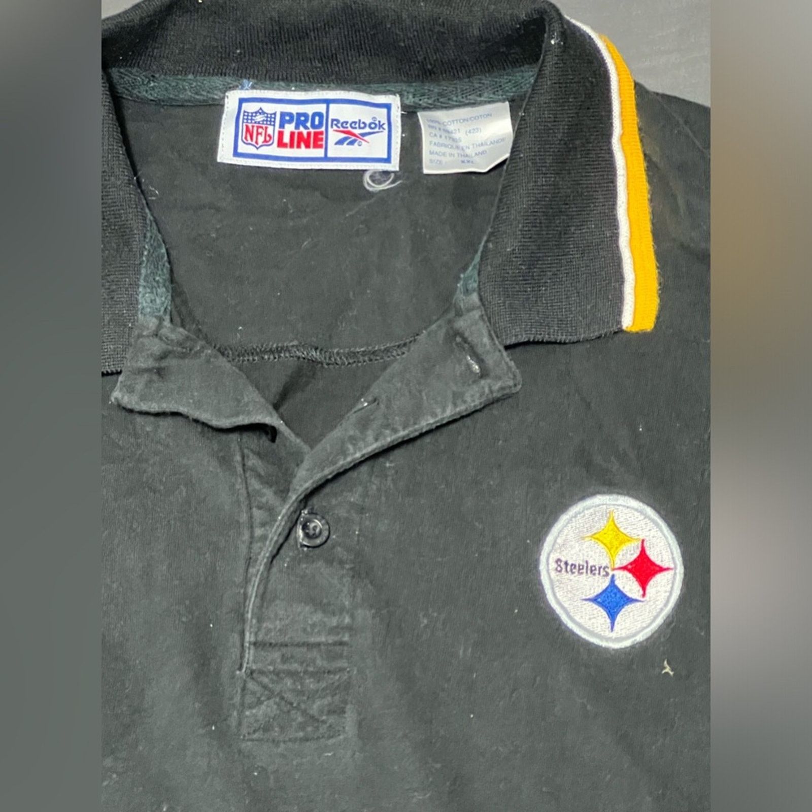 Reebok Vintage 90s Reebok Pro Line PITTSBURGH STEELERS Polo Shirt Size US XXL / EU 58 / 5 - 3 Thumbnail