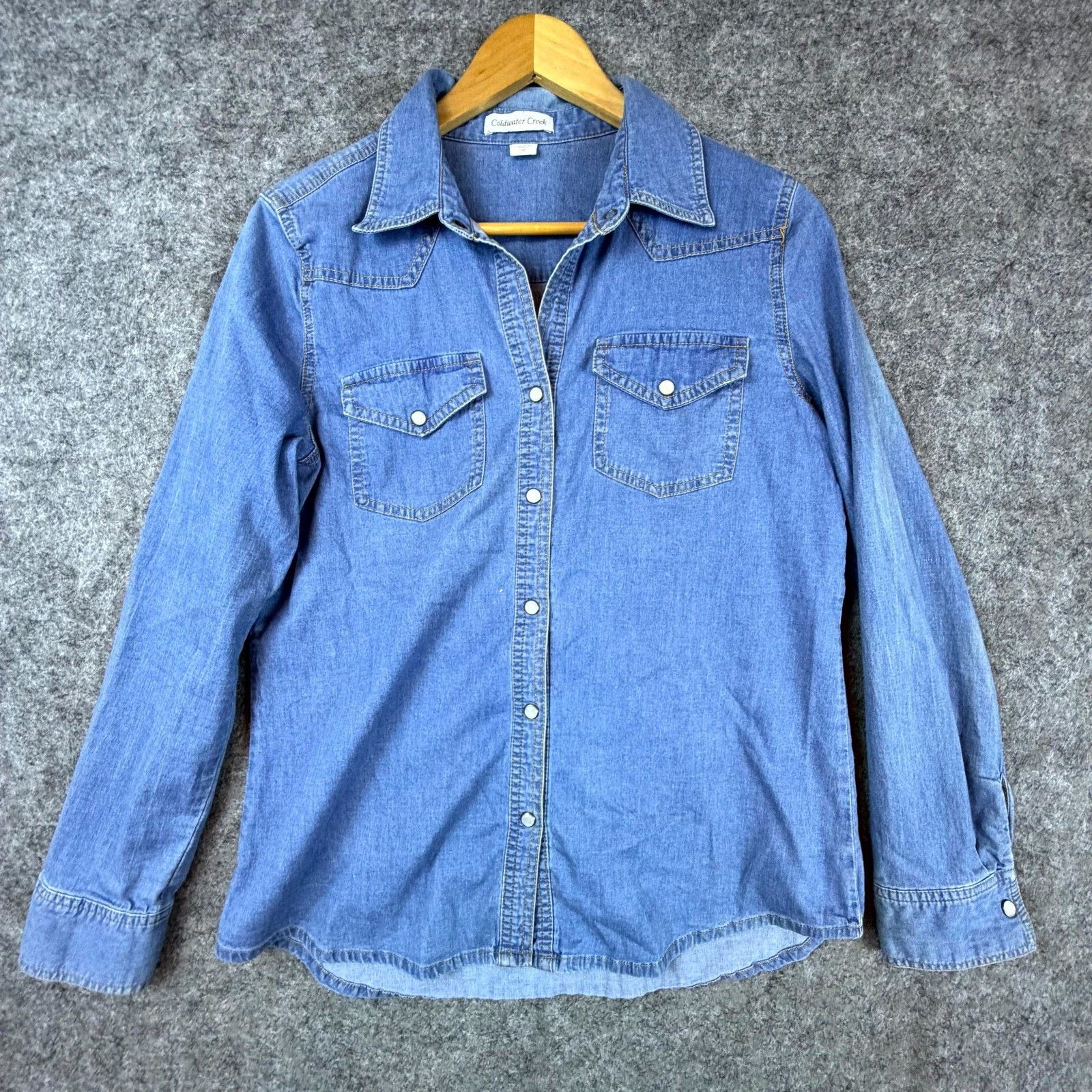 Coldwater Creek Coldwater Creek Denim Shirt Blue Western Cowgirl Pearl Snap Size L / US 10 / IT 46 - 1 Thumbnail
