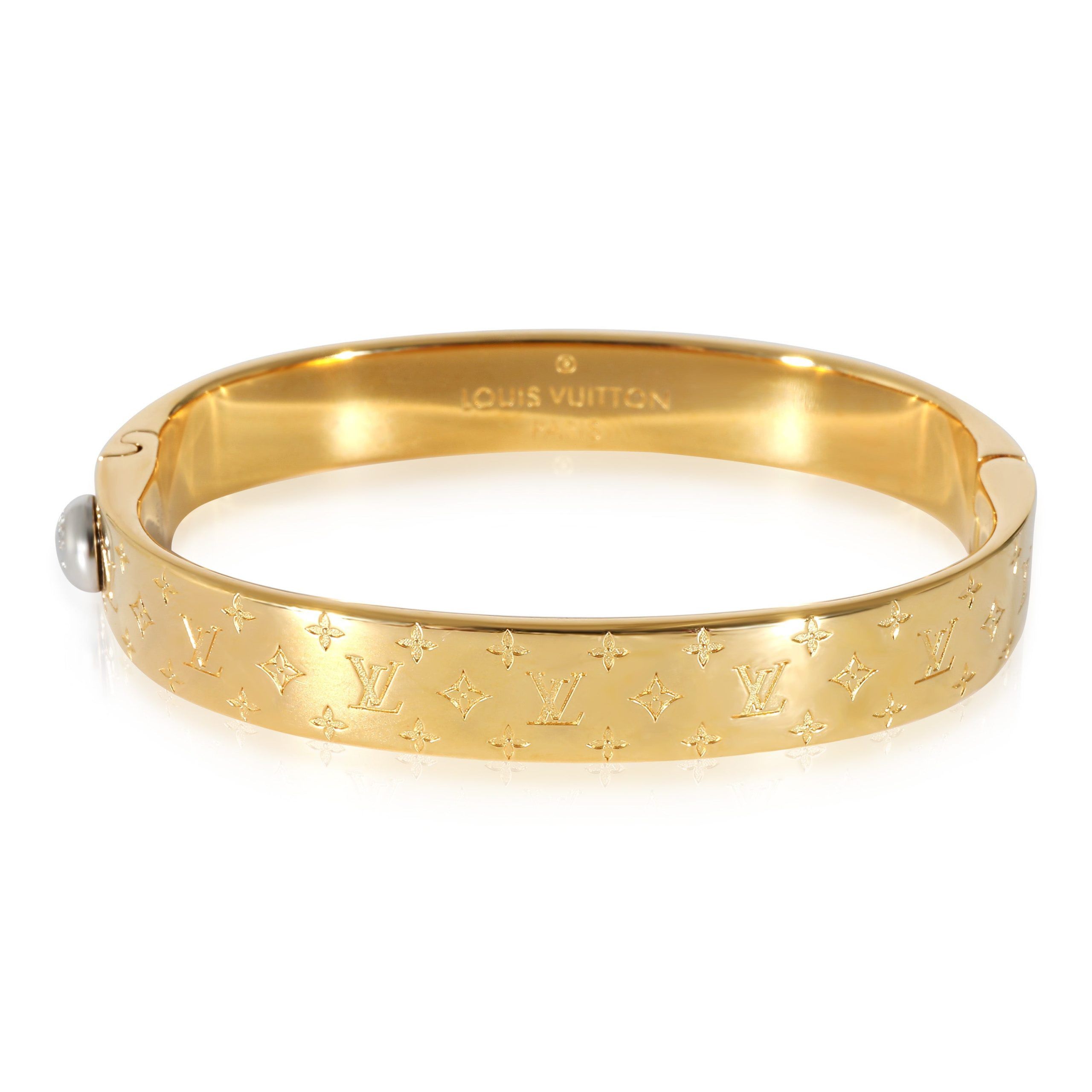 image of Louis Vuitton Nanogram Bracelet In Base Metal in Silver, Women's