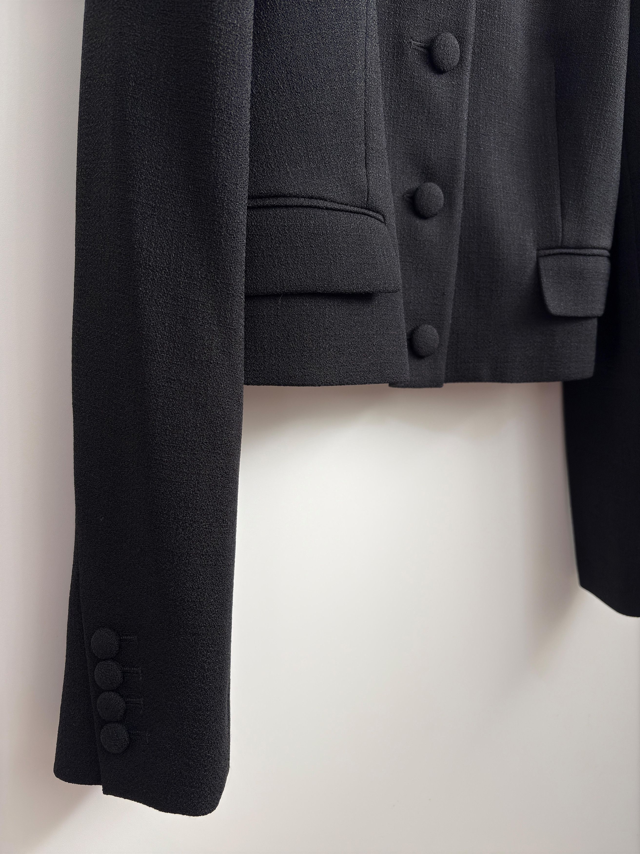 Commission 20fw Collarless Tweed Chasseur Jacket Black Size M / US 6-8 / IT 42-44 - 2 Thumbnail