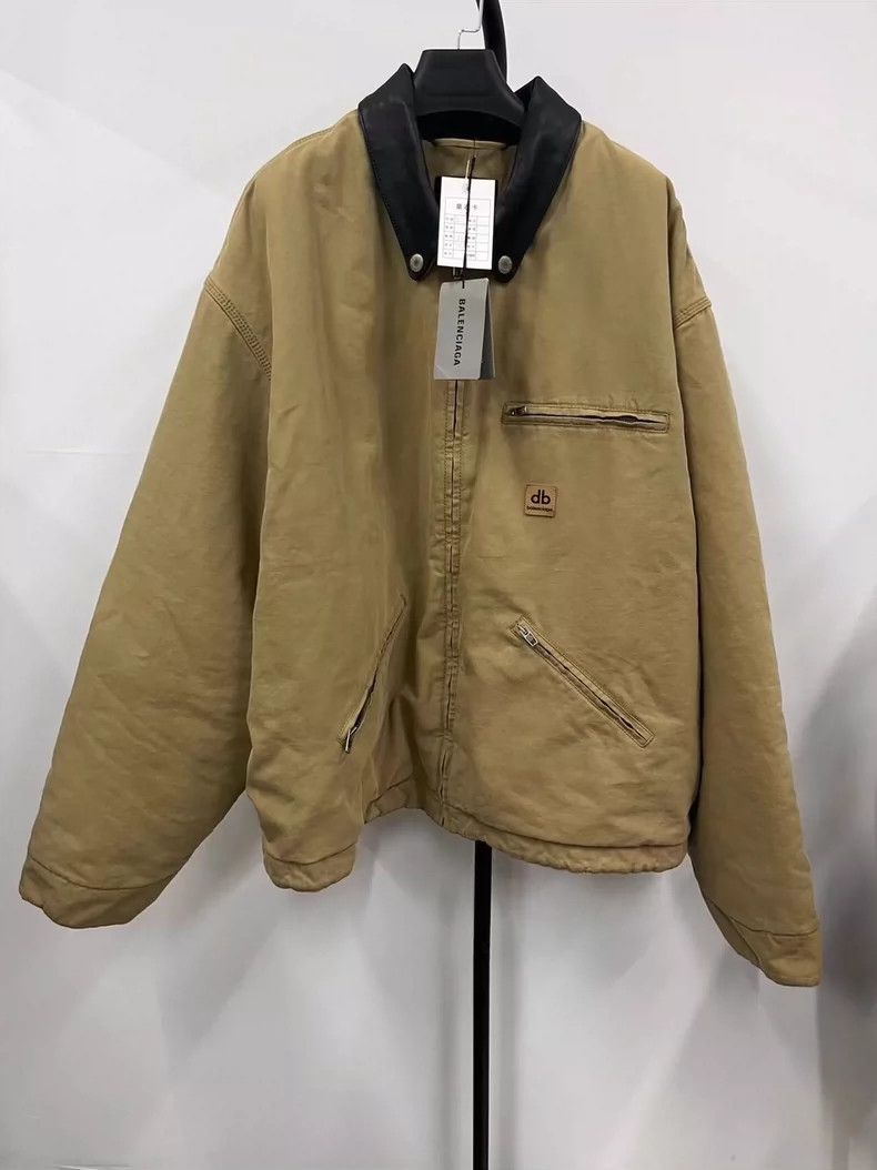 Balenciaga size 50 Carhart Detroit Leather Collar Jacket Ja