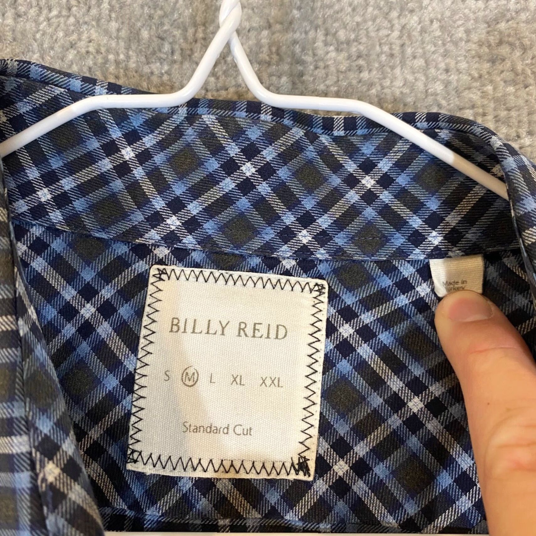 Billy Reid Billy Reid Shirt Mens Medium Regular Blue Gray Plaid Button-Up L/S Dress Casual Winter Spring Summer Fall Shirt Mens Size 40R - 2 Thumbnail