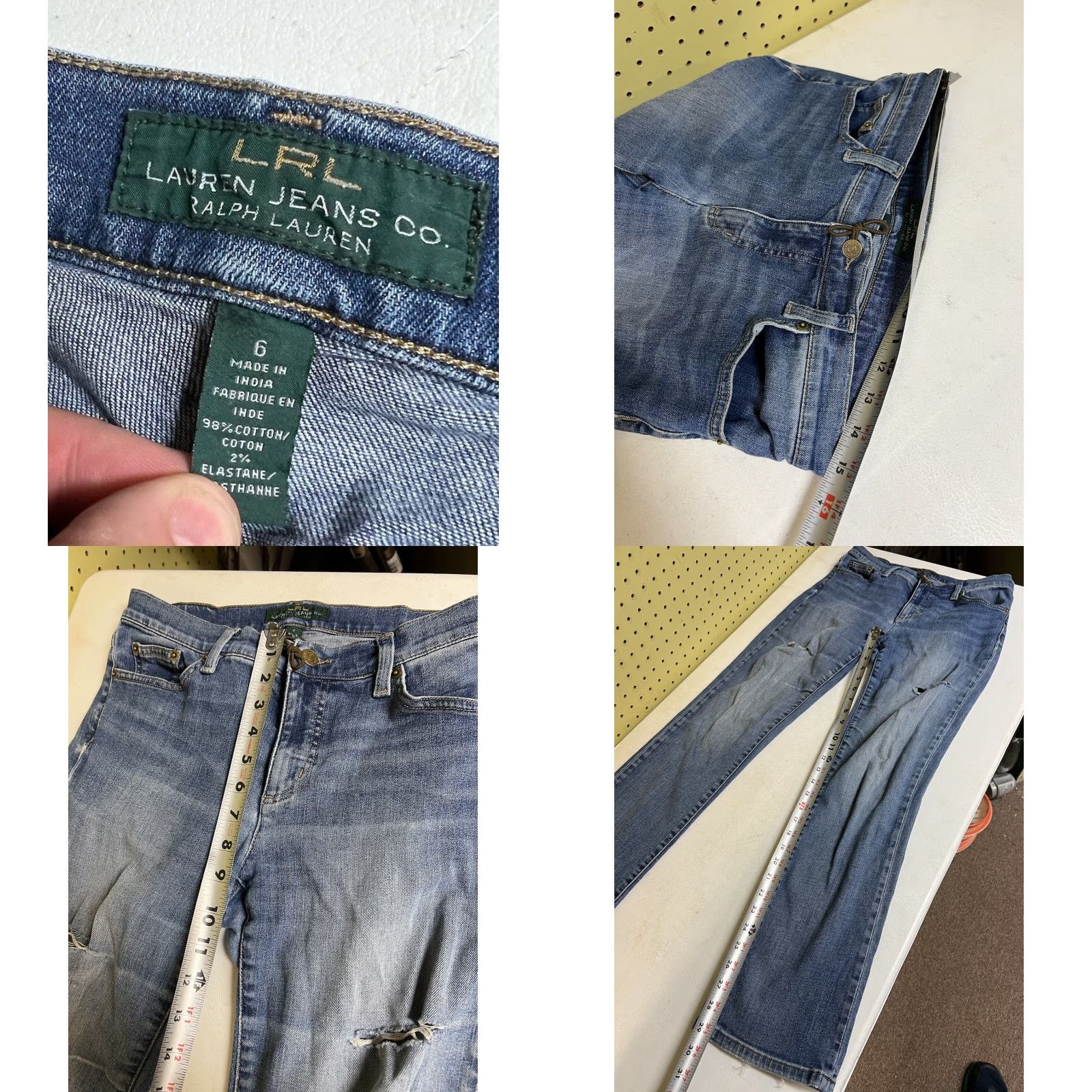 Ralph Lauren VINTAGE Ralph Lauren Jeans Co Women Jeans Distressed Bootcut Western 6P Blue Denim Regular Female Girls Womens Size 28" / US 6 / IT 42 - 8 Thumbnail
