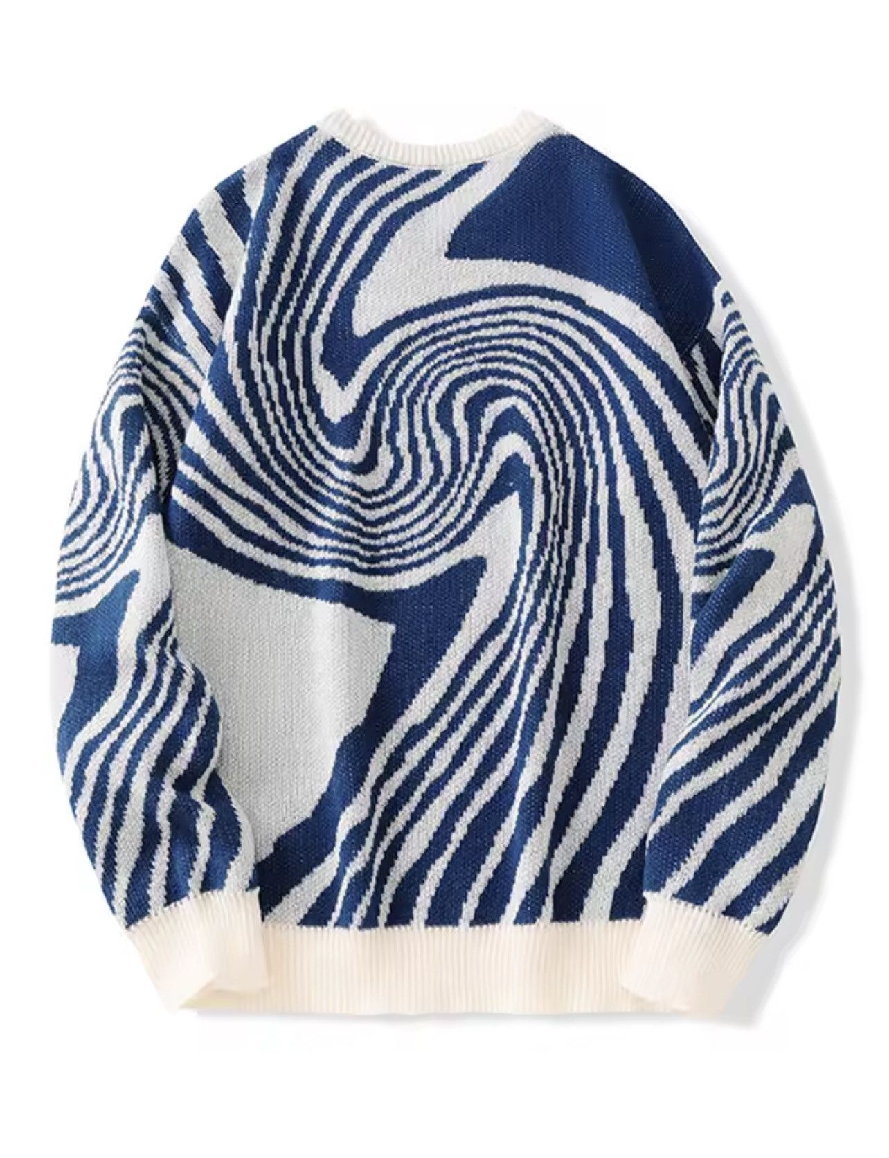 Other Abstract Swirl Knit Sweater Blue White Size L / US 10 / IT 46 - 2 Thumbnail