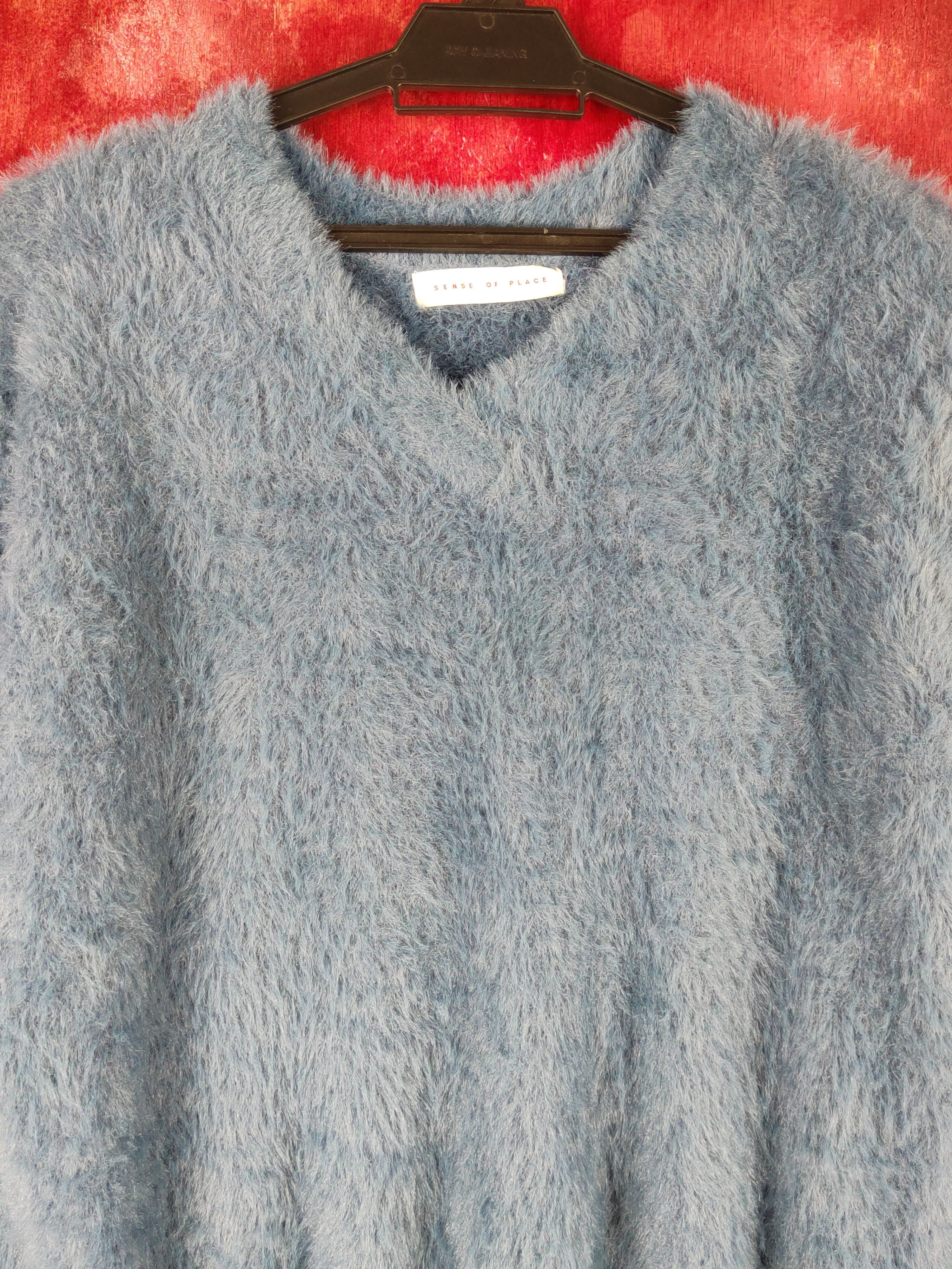 Vintage Sense of Place Blue Shag Shaggy Fur Mohair Knitwear #S2166 Size M / US 6-8 / IT 42-44 - 2 Thumbnail