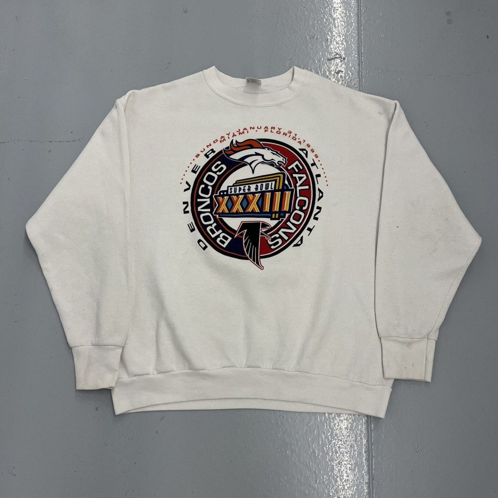 Other Vintage 1999 Broncos Falcons White Super Bowl Sweatshirt Size US XL / EU 56 / 4 - 1 Thumbnail